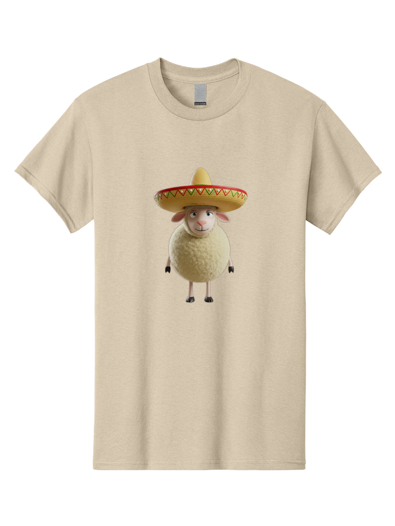 Sheep-In-Sombrero Men'S Graphic Tee, 100% Cotton, Comfortable Casual Summer Wear, Machine Washable, Cartoon Sheep Wearing Sombrero, Funny Animal, Humorous Illustration, Playful Character, Whimsical Design, Sheep In Hat Bad551 8