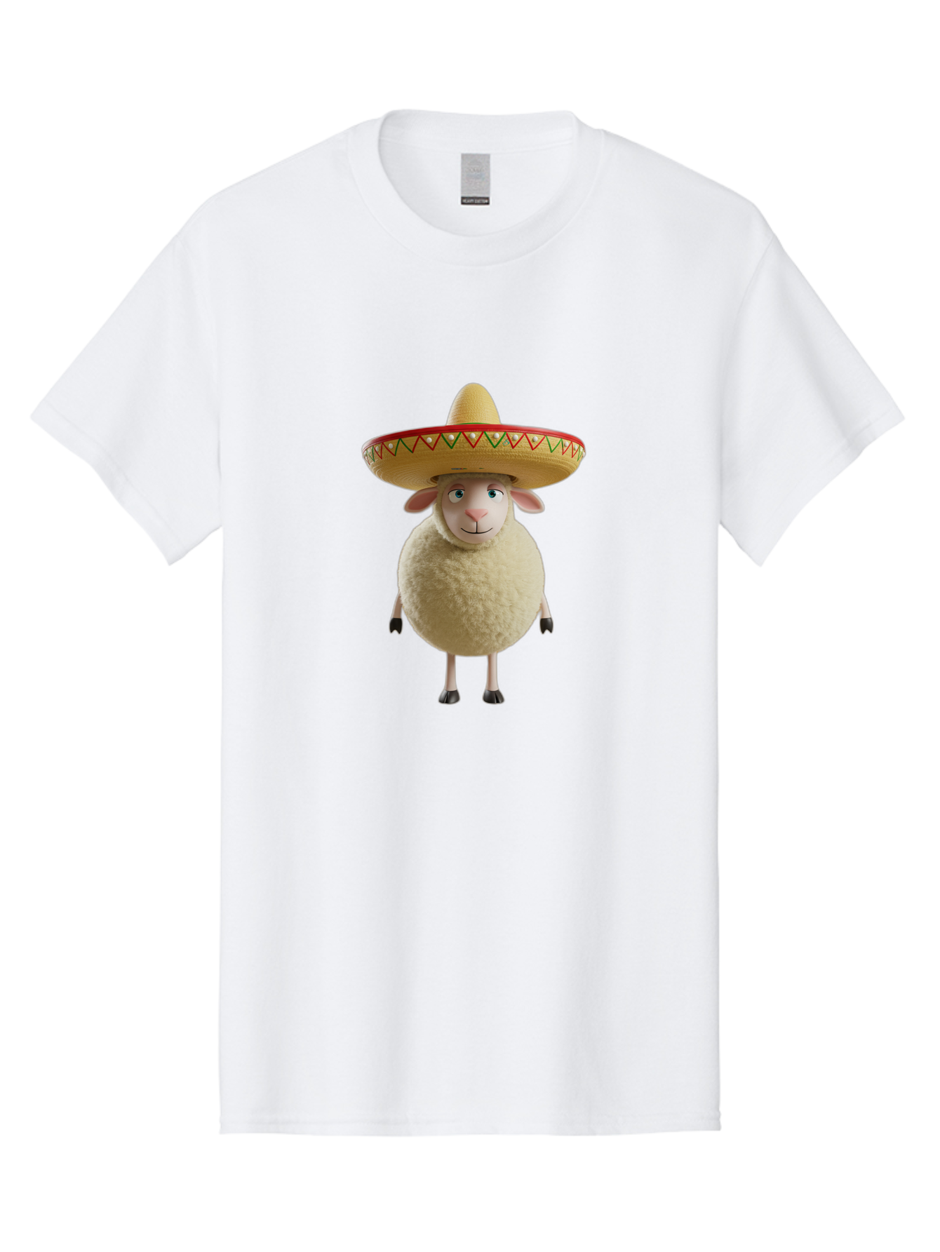 Sheep-In-Sombrero Men'S Graphic Tee, 100% Cotton, Comfortable Casual Summer Wear, Machine Washable, Cartoon Sheep Wearing Sombrero, Funny Animal, Humorous Illustration, Playful Character, Whimsical Design, Sheep In Hat Bad551 11