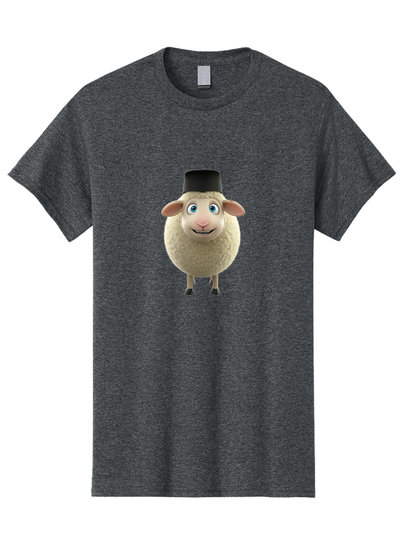 Sheep-In-Top-Hat Men'S Graphic Tee, 100% Cotton, Comfortable Casual Summer Wear, Machine Washable, Cartoon Sheep, White Sheep, Fluffy Sheep, Funny Character, Animated Animal, Lovable Sheep, Sheep Character, Blue Eyes, Black Hat Bad553 13
