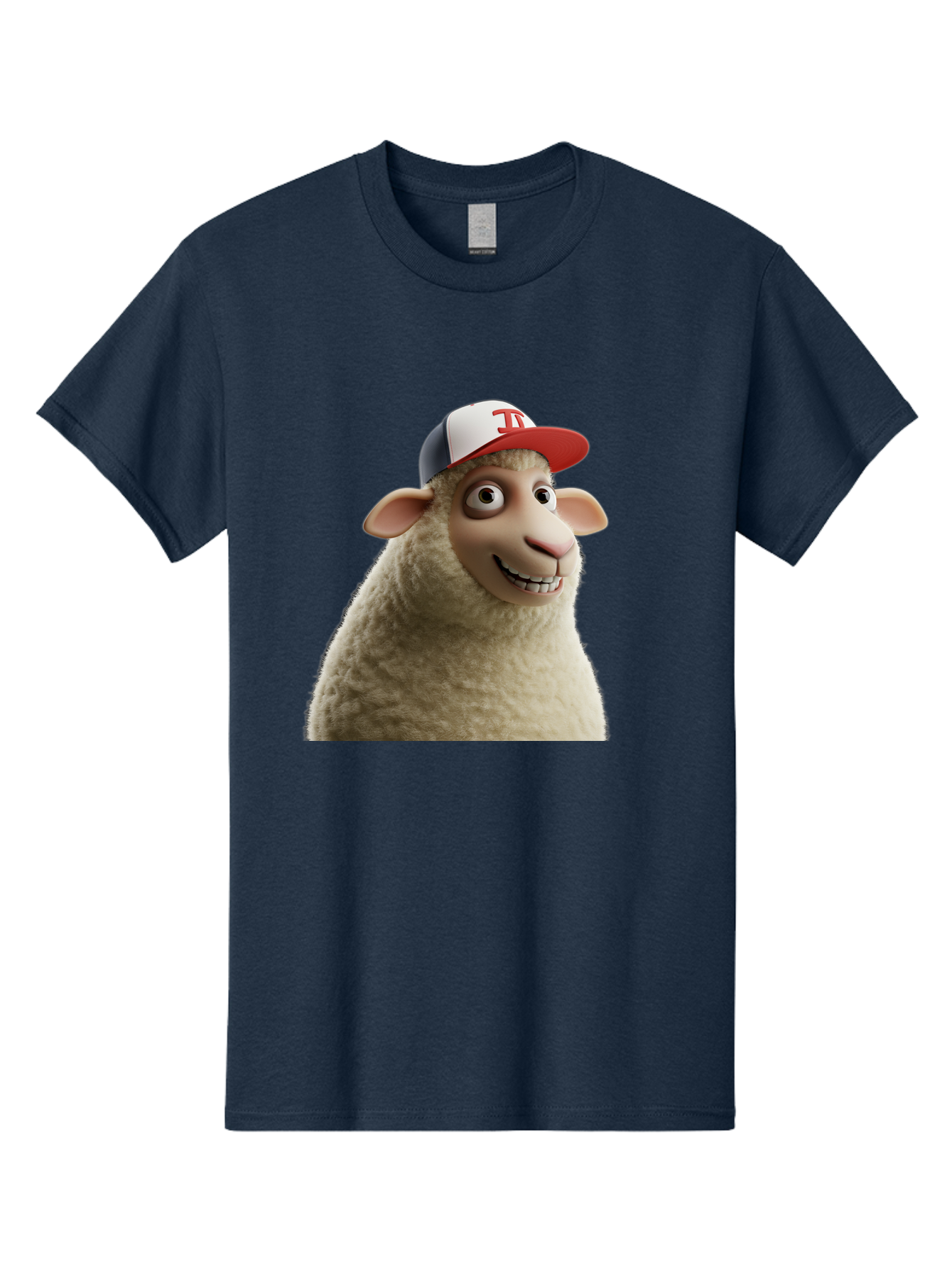 Sheep-Wearing-Baseball-Cap Men'S Graphic Tee, 100% Cotton, Comfortable Casual Summer Wear, Machine Washable, Cartoon Sheep, Sheep Character, Funny Animal, Comedic Cartoon, Baseball Cap, Animated Animal, Humorous Character, White Sheep, Tj Logo Bad558 9