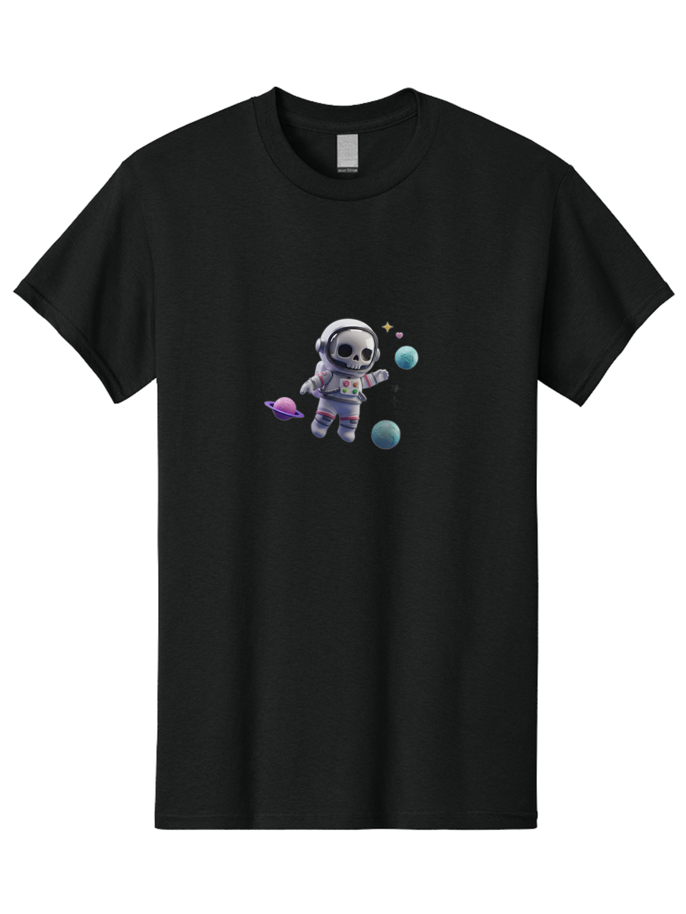 Skull-Astronaut Men'S Graphic Tee, 100% Cotton, Comfortable Casual Summer Wear, Machine Washable, Skeleton Astronaut, Space Travel, Planets, Stars, Galaxy Exploration, Futuristic, Sci-Fi, Cosmic Adventure, Space Suit, Digital Art, Bad580 7