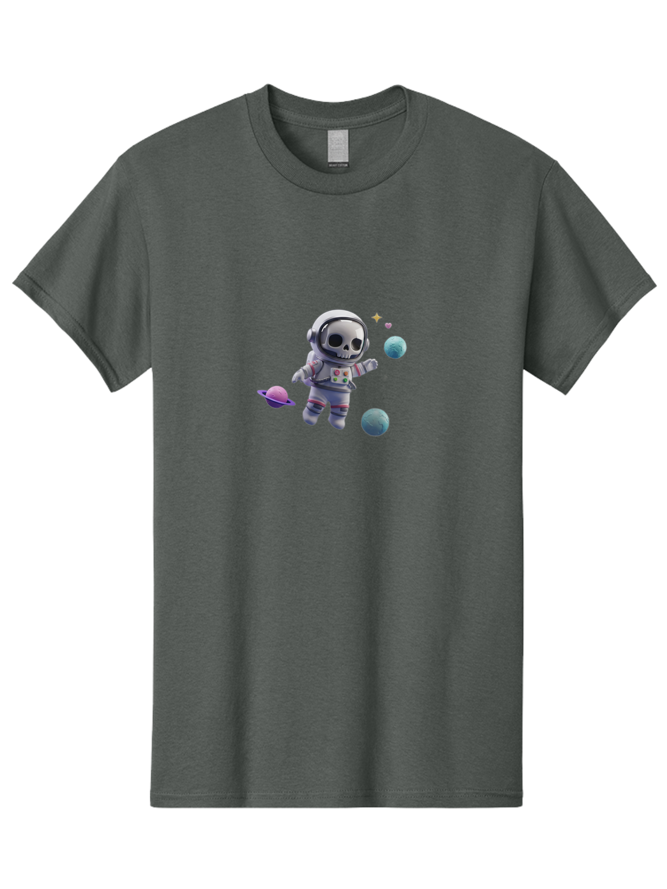 Skull-Astronaut Men'S Graphic Tee, 100% Cotton, Comfortable Casual Summer Wear, Machine Washable, Skeleton Astronaut, Space Travel, Planets, Stars, Galaxy Exploration, Futuristic, Sci-Fi, Cosmic Adventure, Space Suit, Digital Art, Bad580 13