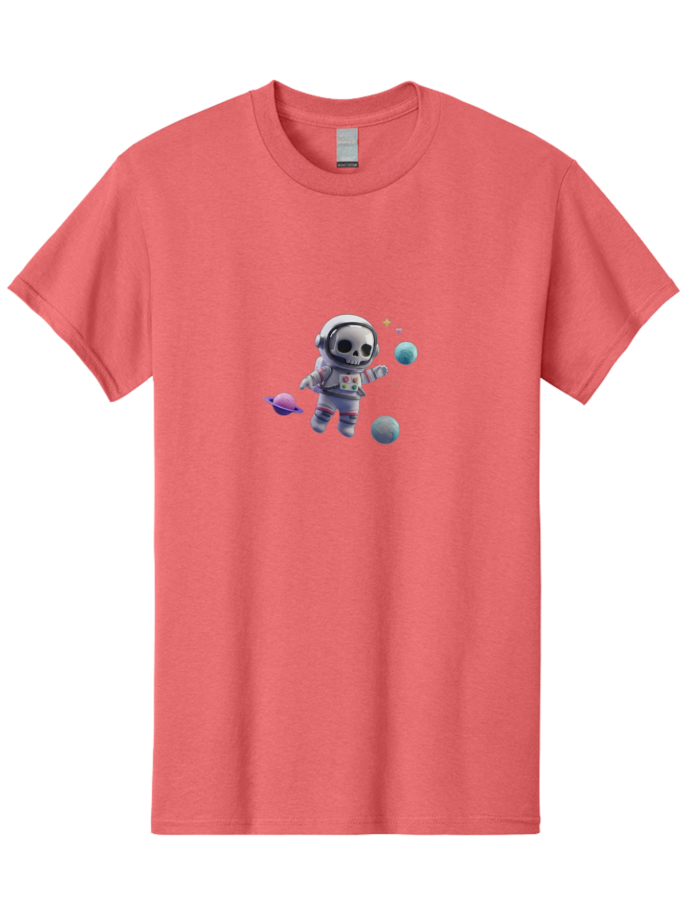 Skull-Astronaut Men'S Graphic Tee, 100% Cotton, Comfortable Casual Summer Wear, Machine Washable, Skeleton Astronaut, Space Travel, Planets, Stars, Galaxy Exploration, Futuristic, Sci-Fi, Cosmic Adventure, Space Suit, Digital Art, Bad580 3