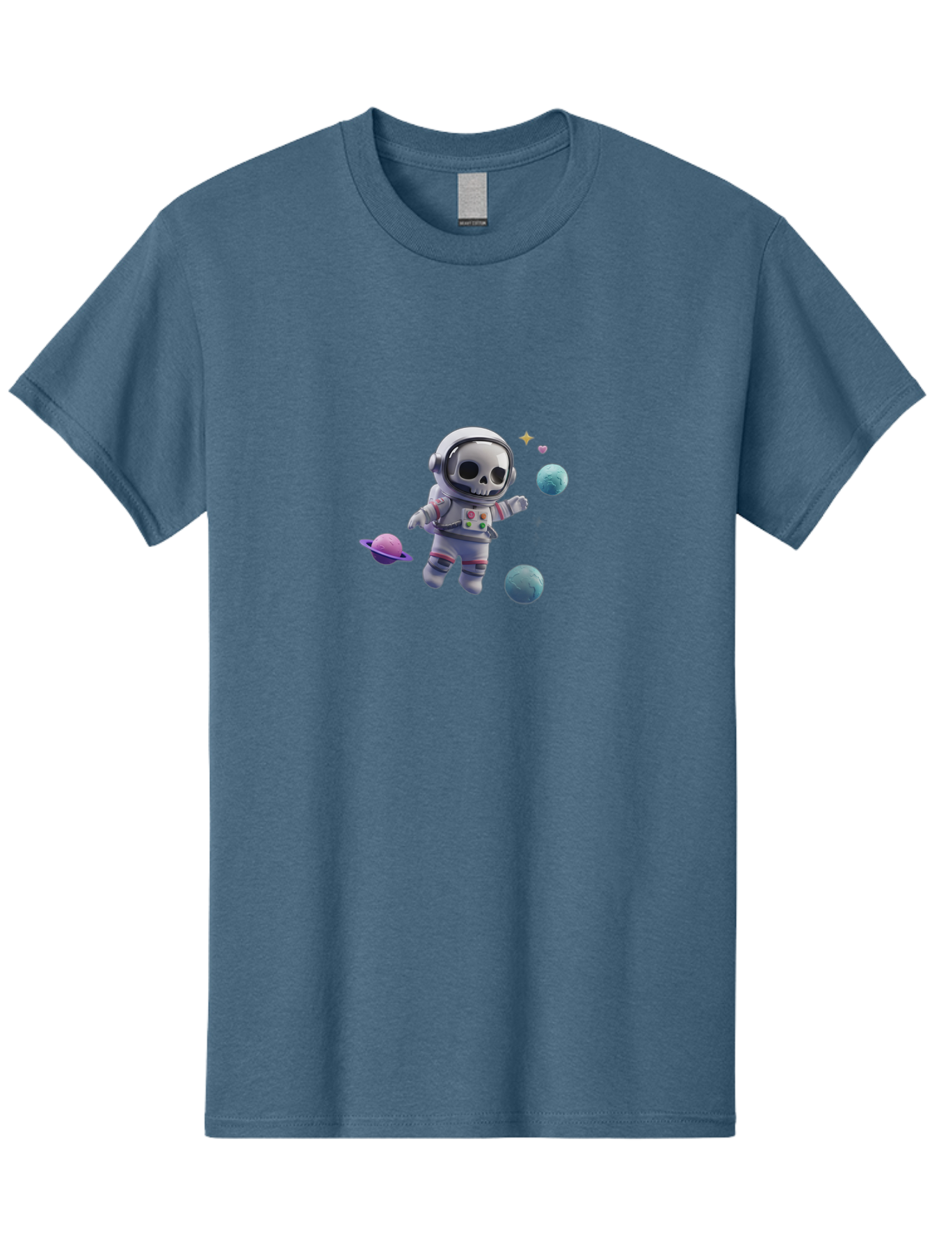 Skull-Astronaut Men'S Graphic Tee, 100% Cotton, Comfortable Casual Summer Wear, Machine Washable, Skeleton Astronaut, Space Travel, Planets, Stars, Galaxy Exploration, Futuristic, Sci-Fi, Cosmic Adventure, Space Suit, Digital Art, Bad580 4