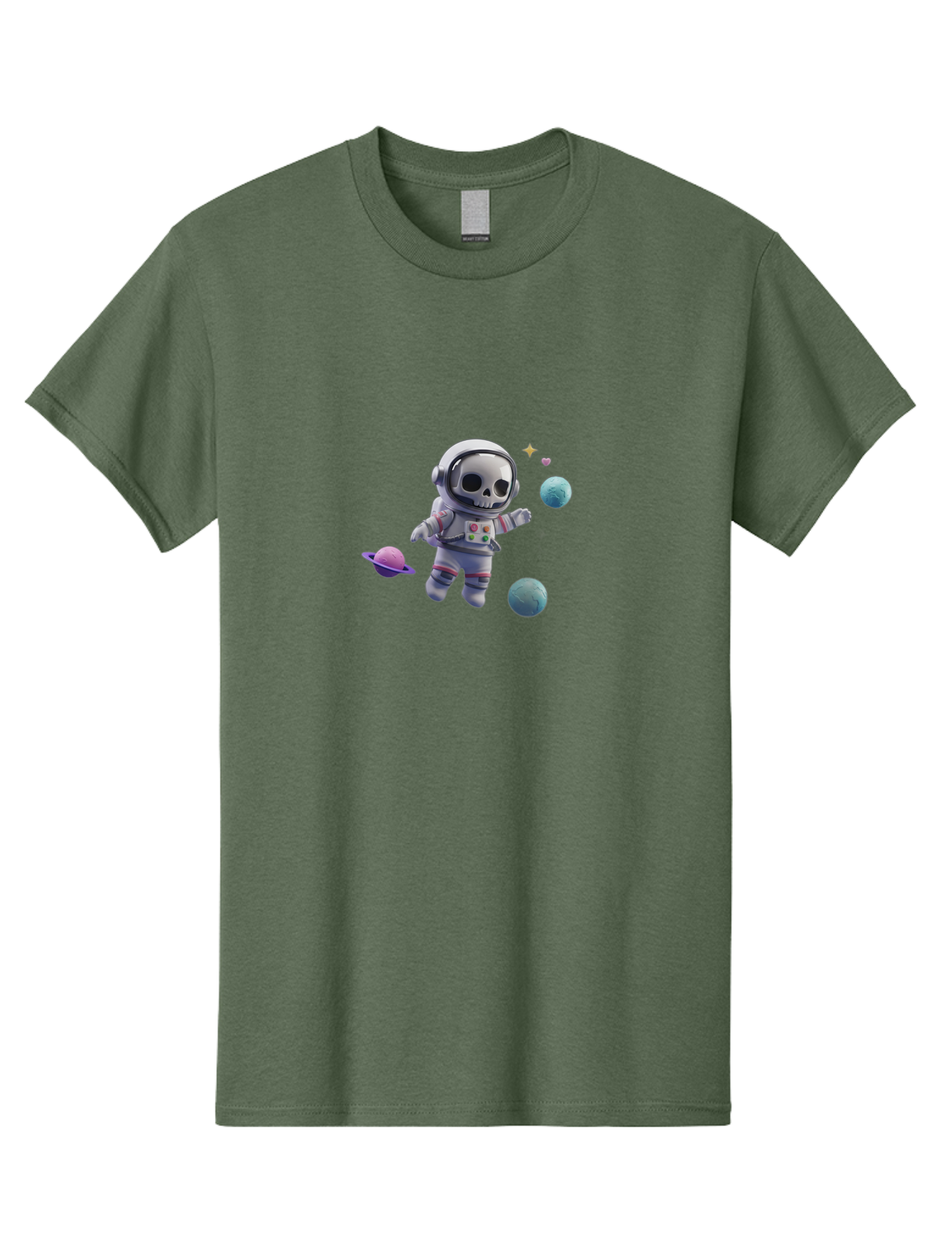 Skull-Astronaut Men'S Graphic Tee, 100% Cotton, Comfortable Casual Summer Wear, Machine Washable, Skeleton Astronaut, Space Travel, Planets, Stars, Galaxy Exploration, Futuristic, Sci-Fi, Cosmic Adventure, Space Suit, Digital Art, Bad580 2