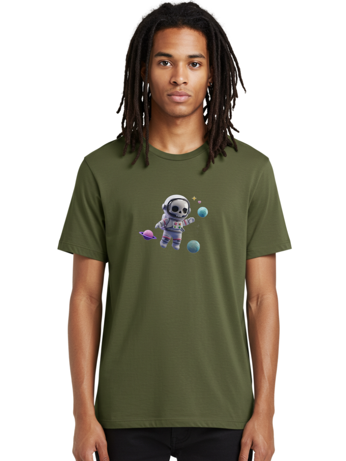 Skull-Astronaut Men'S Graphic Tee, 100% Cotton, Comfortable Casual Summer Wear, Machine Washable, Skeleton Astronaut, Space Travel, Planets, Stars, Galaxy Exploration, Futuristic, Sci-Fi, Cosmic Adventure, Space Suit, Digital Art, Bad580 17