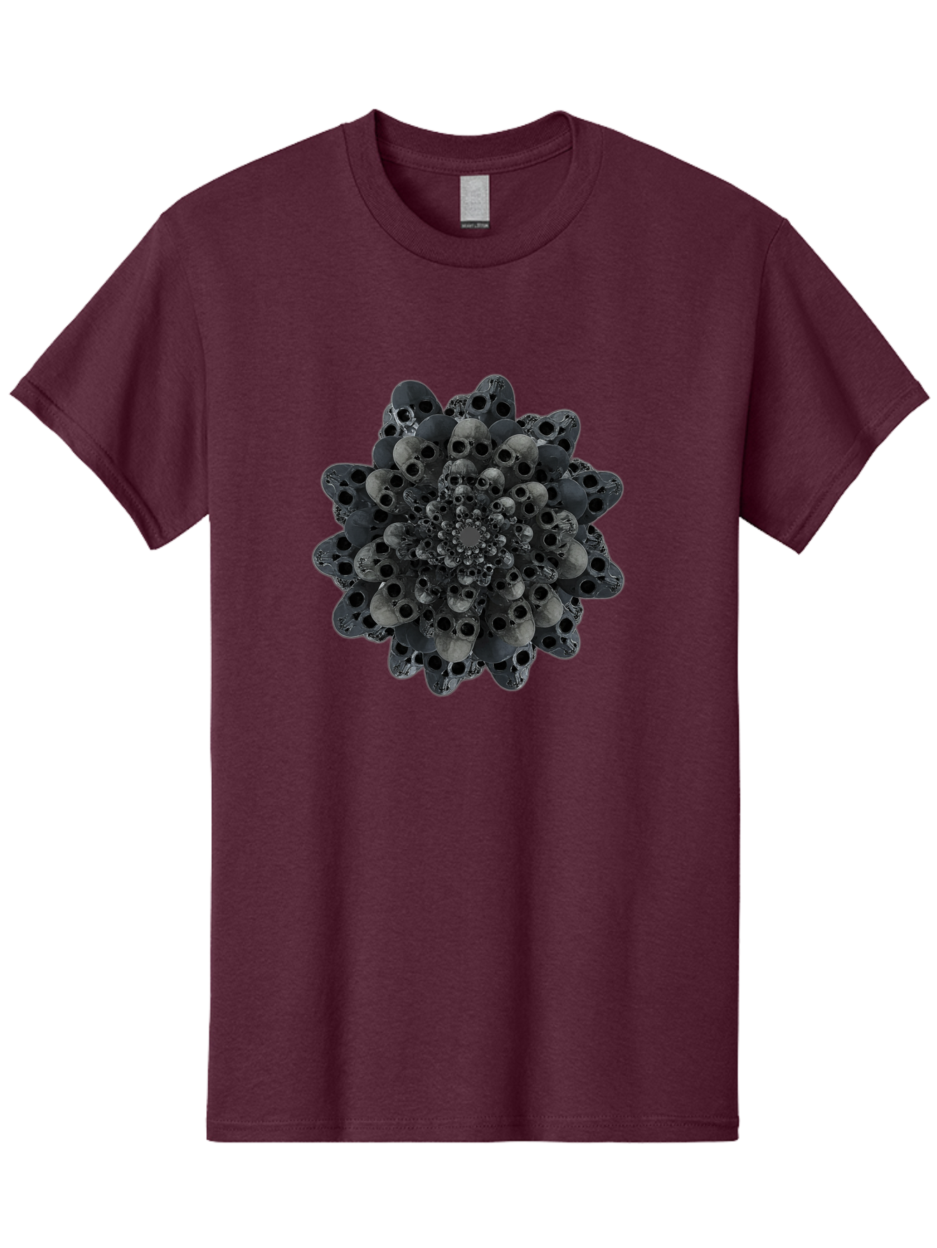 Skull-Cluster-1 Men'S Graphic Tee, 100% Cotton, Comfortable Casual Summer Wear, Machine Washable, Skull Flower, Human Skulls, Floral Arrangement, Dark Art, Gothic Decor, Skulls, Eerie Art, Dark Floral Design, Macabre Bad581 15