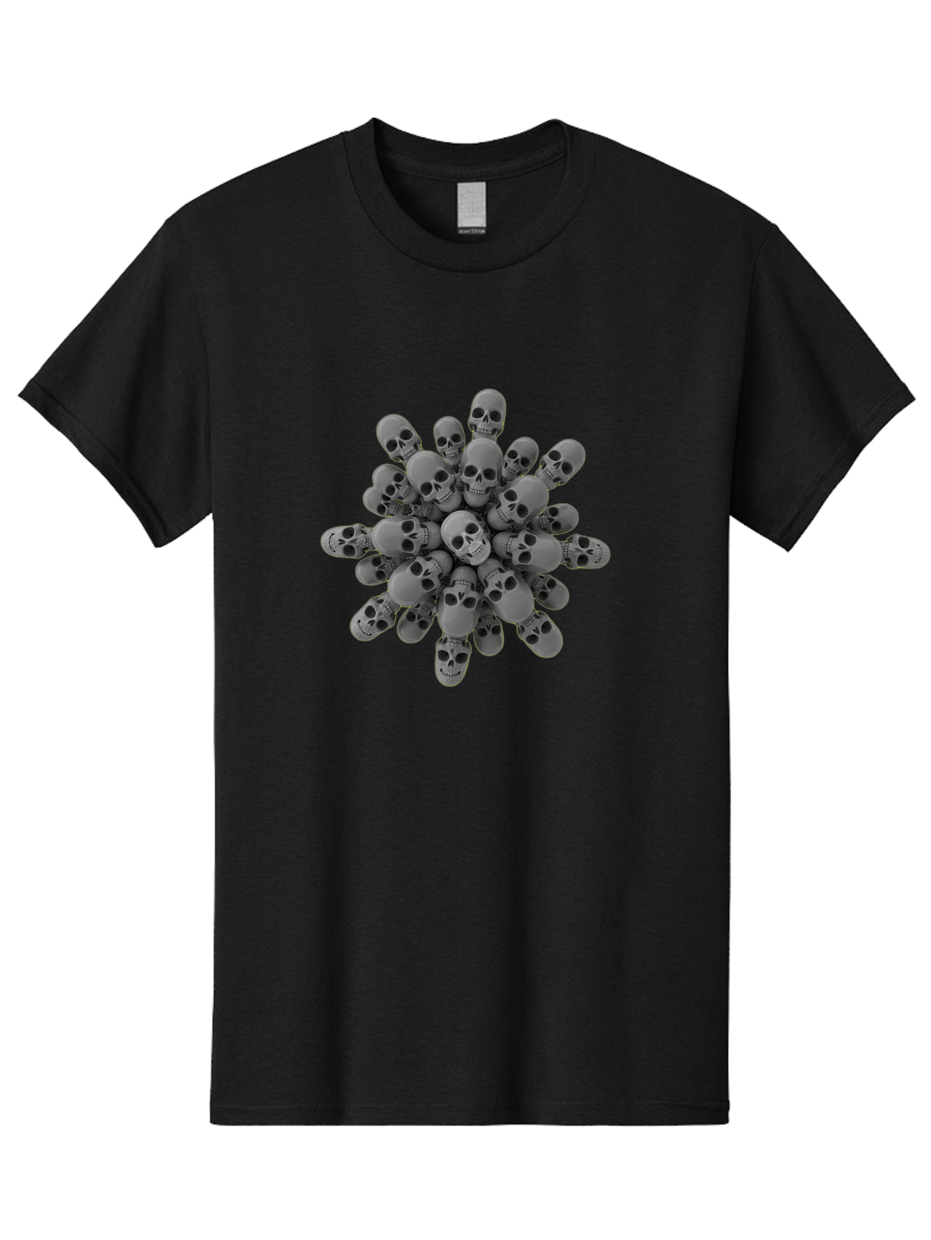 Skull-Cluster Men'S Graphic Tee, 100% Cotton, Comfortable Casual Summer Wear, Machine Washable, Cluster Of Gray Skulls, Multiple Skulls, Human Skulls, 3D Rendering, Skull Collection, Dark Art, Horror Theme, Macabre Symbolism, Death Imagery Bad583 8