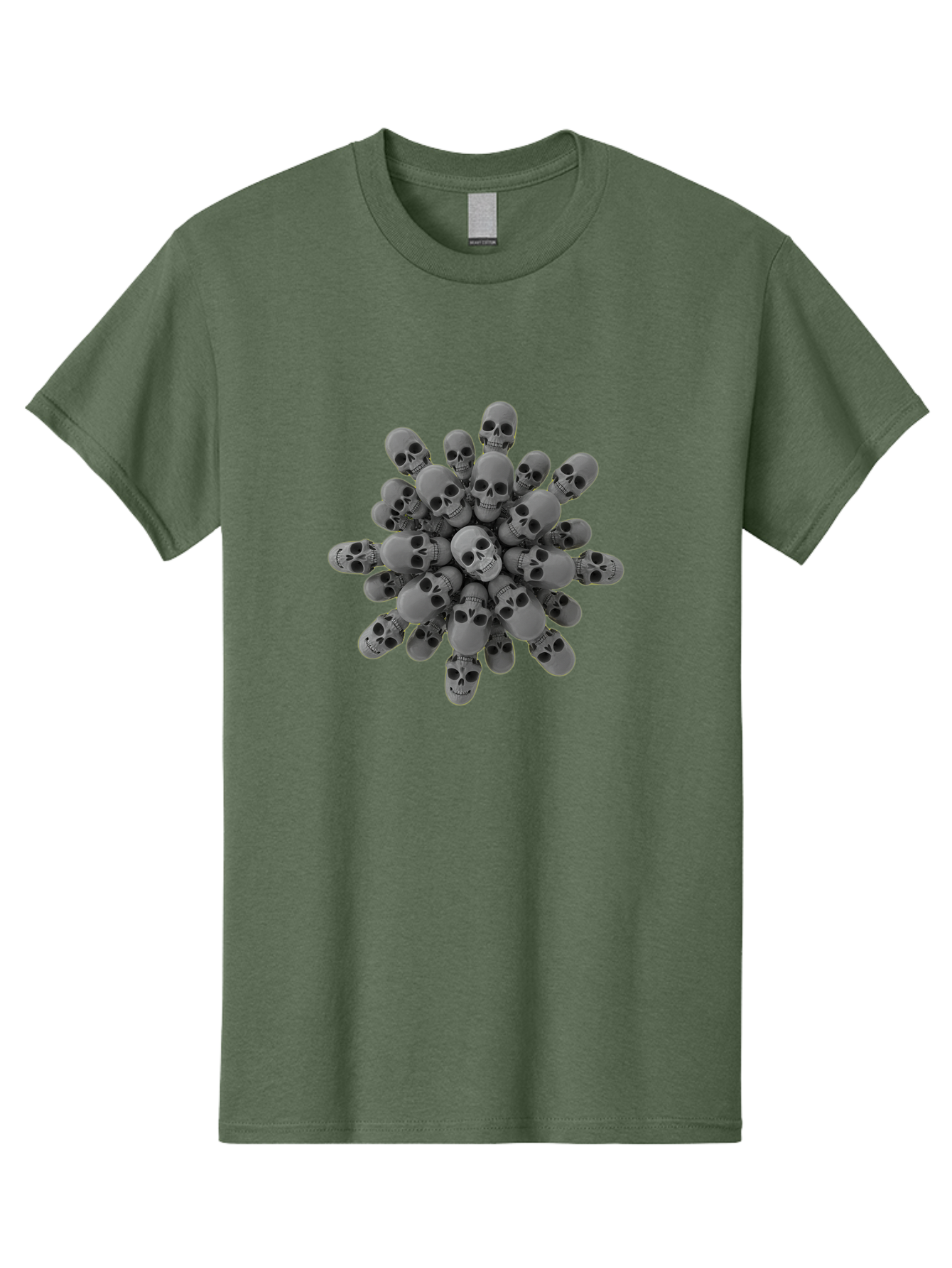 Skull-Cluster Men'S Graphic Tee, 100% Cotton, Comfortable Casual Summer Wear, Machine Washable, Cluster Of Gray Skulls, Multiple Skulls, Human Skulls, 3D Rendering, Skull Collection, Dark Art, Horror Theme, Macabre Symbolism, Death Imagery Bad583 3