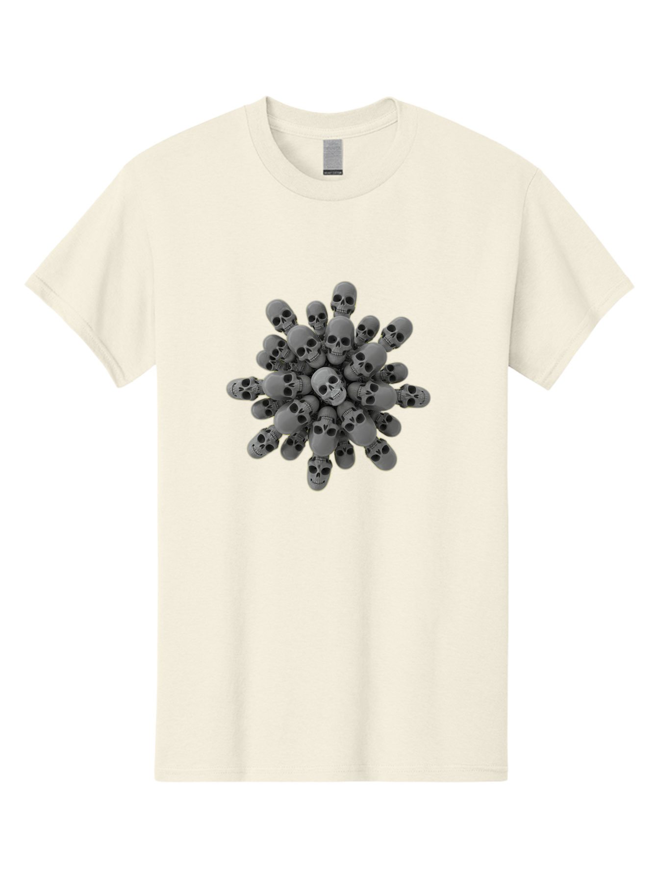 Skull-Cluster Men'S Graphic Tee, 100% Cotton, Comfortable Casual Summer Wear, Machine Washable, Cluster Of Gray Skulls, Multiple Skulls, Human Skulls, 3D Rendering, Skull Collection, Dark Art, Horror Theme, Macabre Symbolism, Death Imagery Bad583 9