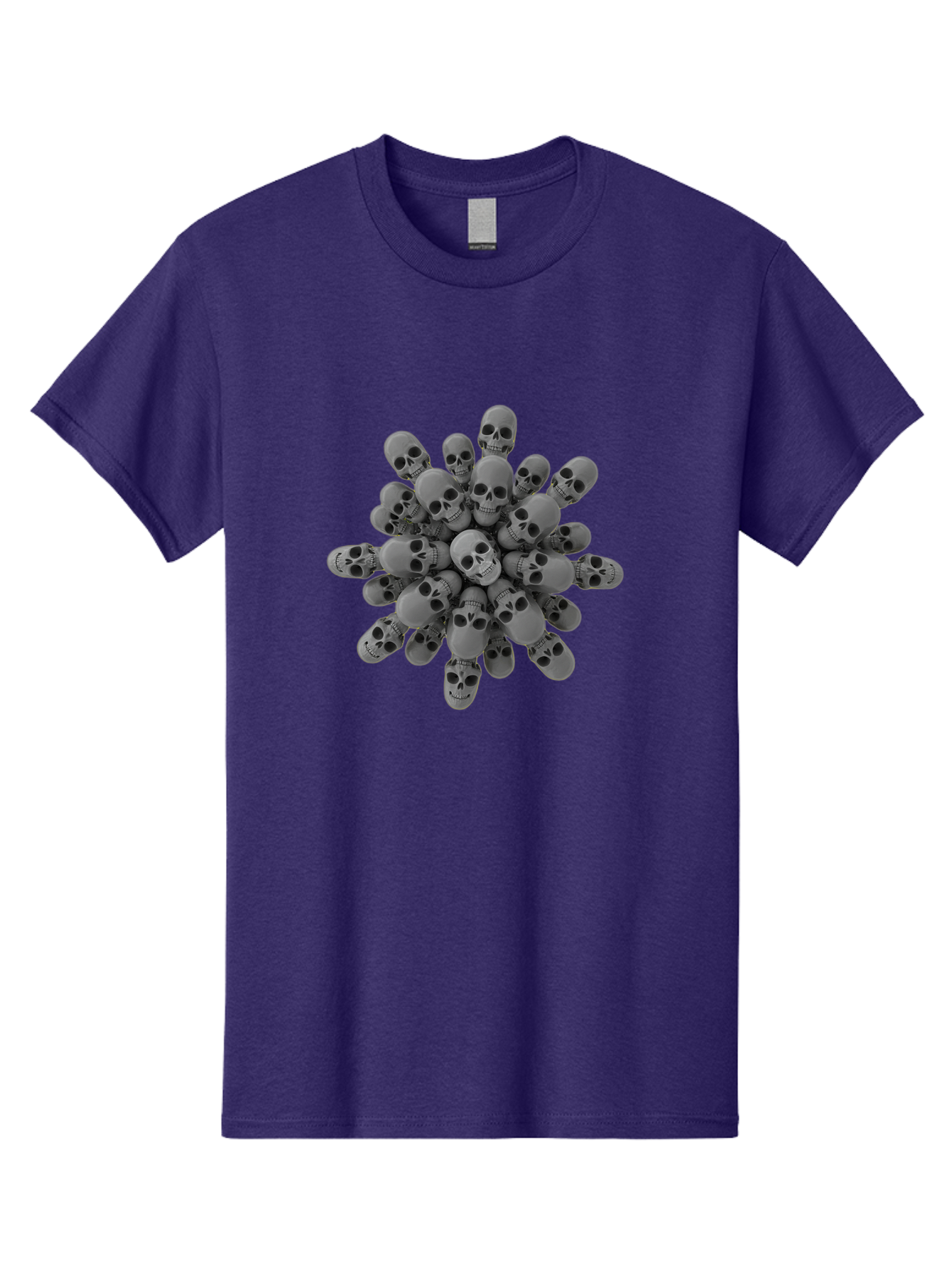 Skull-Cluster Men'S Graphic Tee, 100% Cotton, Comfortable Casual Summer Wear, Machine Washable, Cluster Of Gray Skulls, Multiple Skulls, Human Skulls, 3D Rendering, Skull Collection, Dark Art, Horror Theme, Macabre Symbolism, Death Imagery Bad583 15
