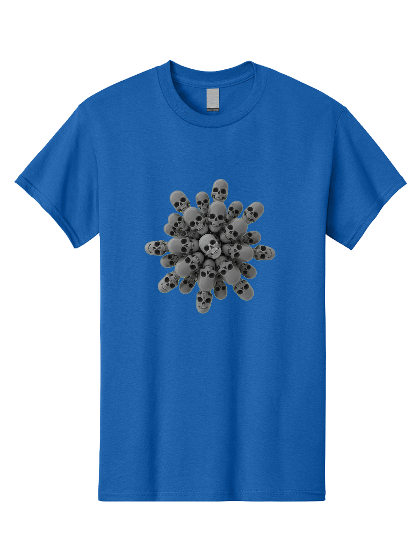 Skull-Cluster Men'S Graphic Tee, 100% Cotton, Comfortable Casual Summer Wear, Machine Washable, Cluster Of Gray Skulls, Multiple Skulls, Human Skulls, 3D Rendering, Skull Collection, Dark Art, Horror Theme, Macabre Symbolism, Death Imagery Bad583 6