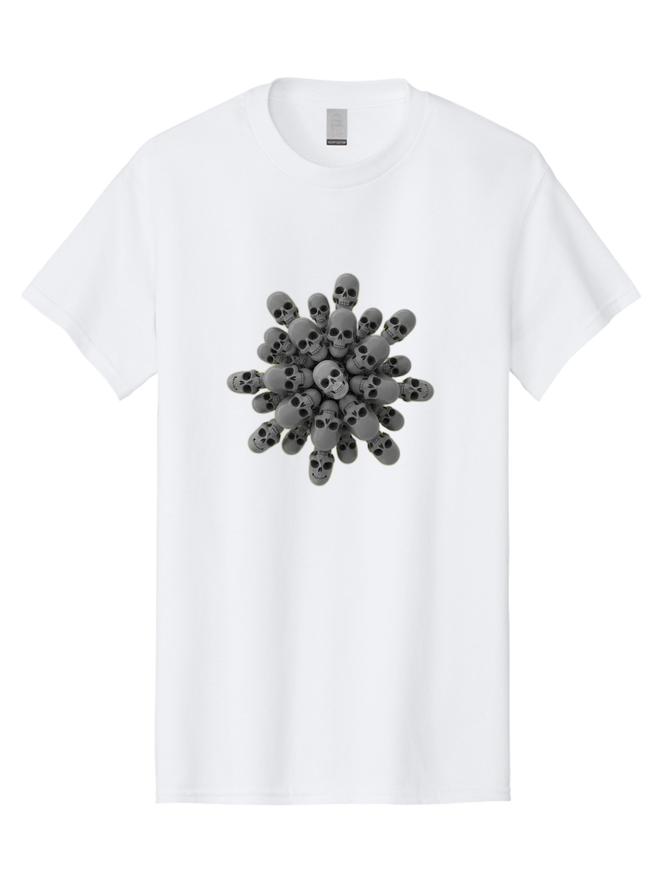 Skull-Cluster Men'S Graphic Tee, 100% Cotton, Comfortable Casual Summer Wear, Machine Washable, Cluster Of Gray Skulls, Multiple Skulls, Human Skulls, 3D Rendering, Skull Collection, Dark Art, Horror Theme, Macabre Symbolism, Death Imagery Bad583 7