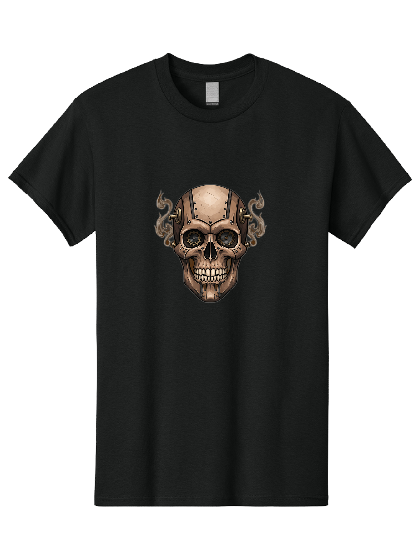 Skull-Head Men'S Graphic Tee, 100% Cotton, Comfortable Casual Summer Wear, Machine Washable, Cyberpunk Skull, Steampunk Art, Mechanical Skull, Robotic Skull, Metallic Skeleton, Futuristic Design, Industrial Tech, Sci-Fi, Bad586 12