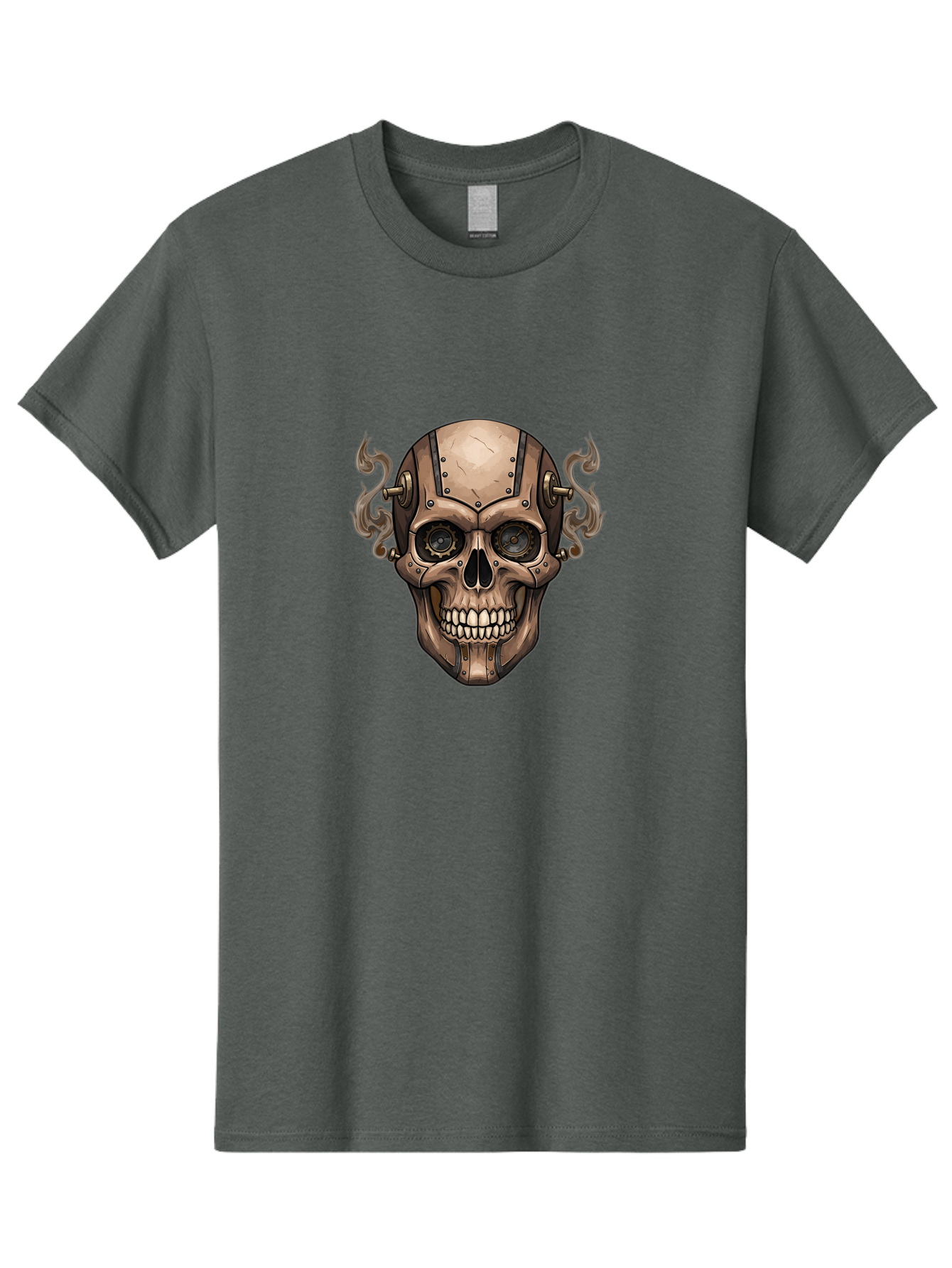 Skull-Head Men'S Graphic Tee, 100% Cotton, Comfortable Casual Summer Wear, Machine Washable, Cyberpunk Skull, Steampunk Art, Mechanical Skull, Robotic Skull, Metallic Skeleton, Futuristic Design, Industrial Tech, Sci-Fi, Bad586 6