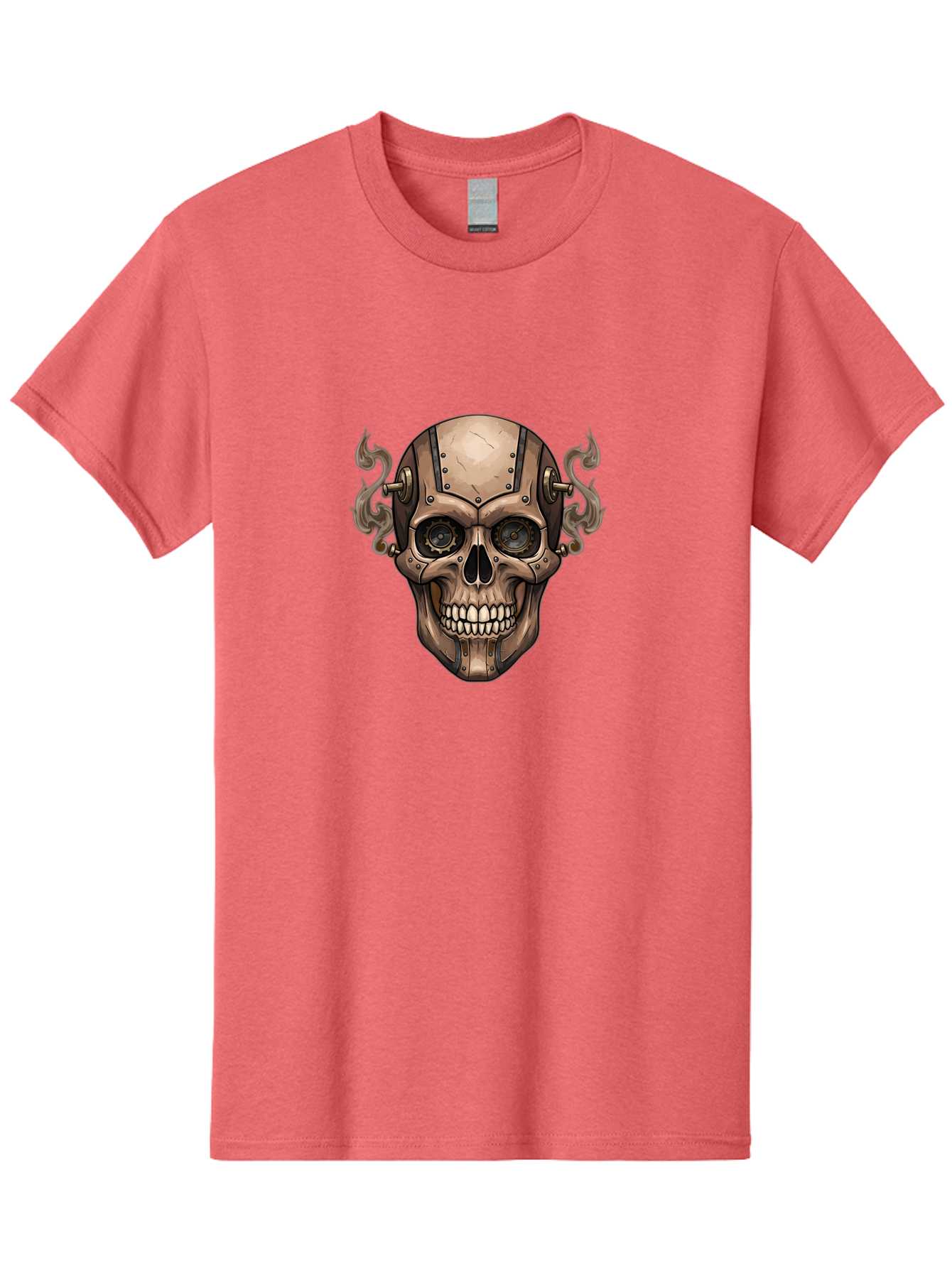 Skull-Head Men'S Graphic Tee, 100% Cotton, Comfortable Casual Summer Wear, Machine Washable, Cyberpunk Skull, Steampunk Art, Mechanical Skull, Robotic Skull, Metallic Skeleton, Futuristic Design, Industrial Tech, Sci-Fi, Bad586 14