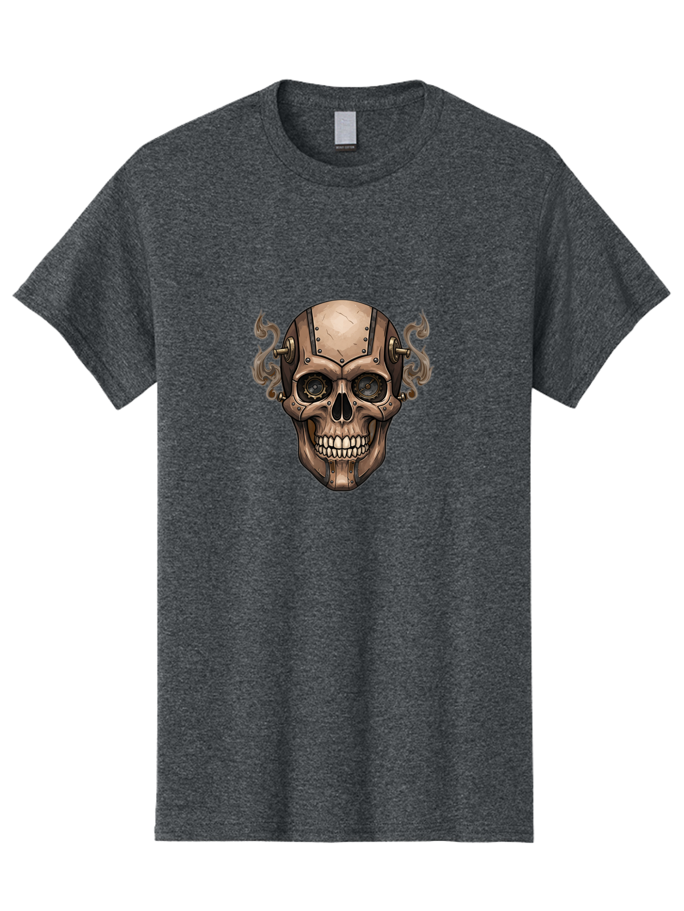 Skull-Head Men'S Graphic Tee, 100% Cotton, Comfortable Casual Summer Wear, Machine Washable, Cyberpunk Skull, Steampunk Art, Mechanical Skull, Robotic Skull, Metallic Skeleton, Futuristic Design, Industrial Tech, Sci-Fi, Bad586 5