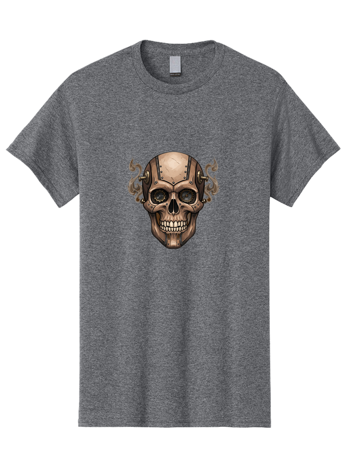 Skull-Head Men'S Graphic Tee, 100% Cotton, Comfortable Casual Summer Wear, Machine Washable, Cyberpunk Skull, Steampunk Art, Mechanical Skull, Robotic Skull, Metallic Skeleton, Futuristic Design, Industrial Tech, Sci-Fi, Bad586 8
