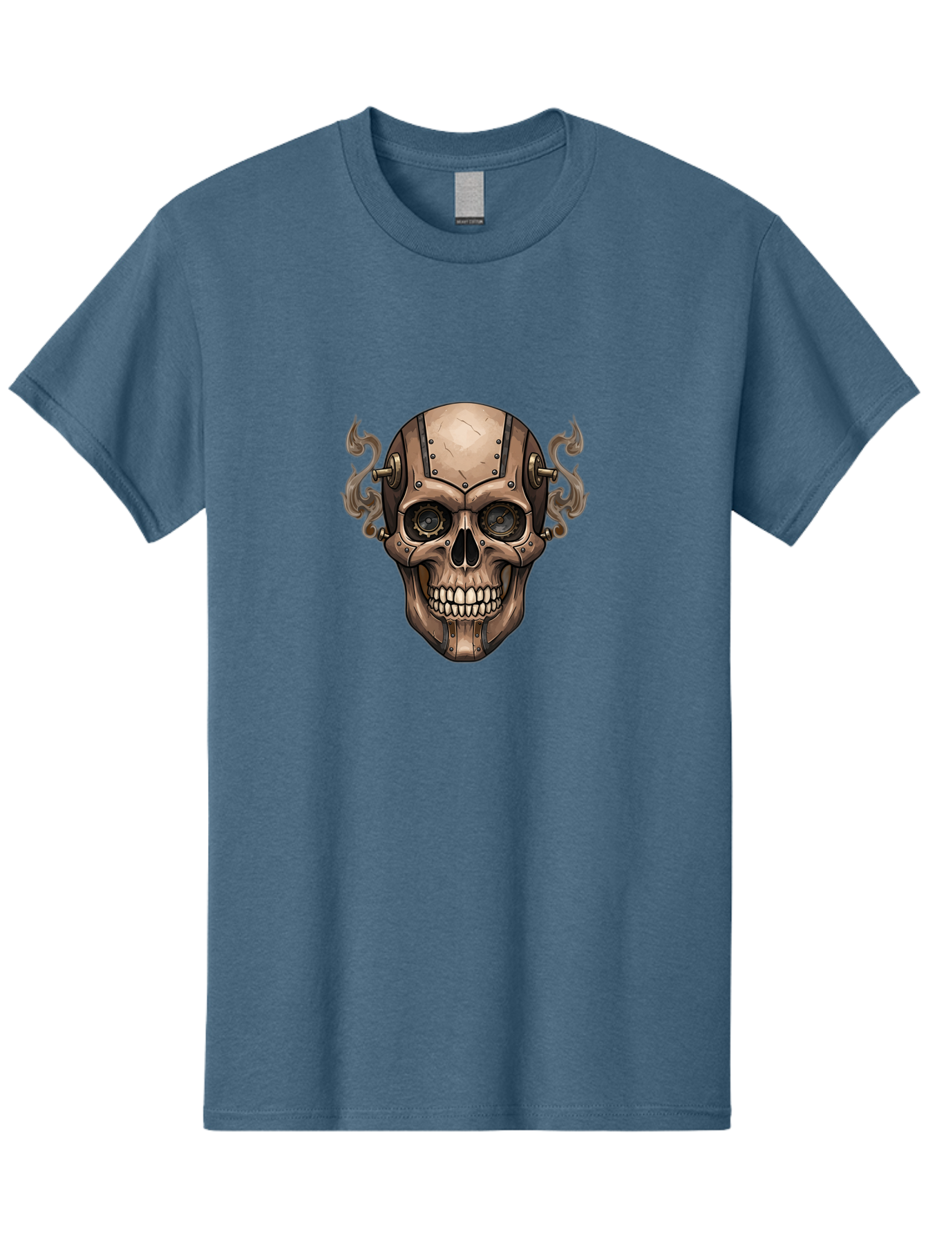 Skull-Head Men'S Graphic Tee, 100% Cotton, Comfortable Casual Summer Wear, Machine Washable, Cyberpunk Skull, Steampunk Art, Mechanical Skull, Robotic Skull, Metallic Skeleton, Futuristic Design, Industrial Tech, Sci-Fi, Bad586 15