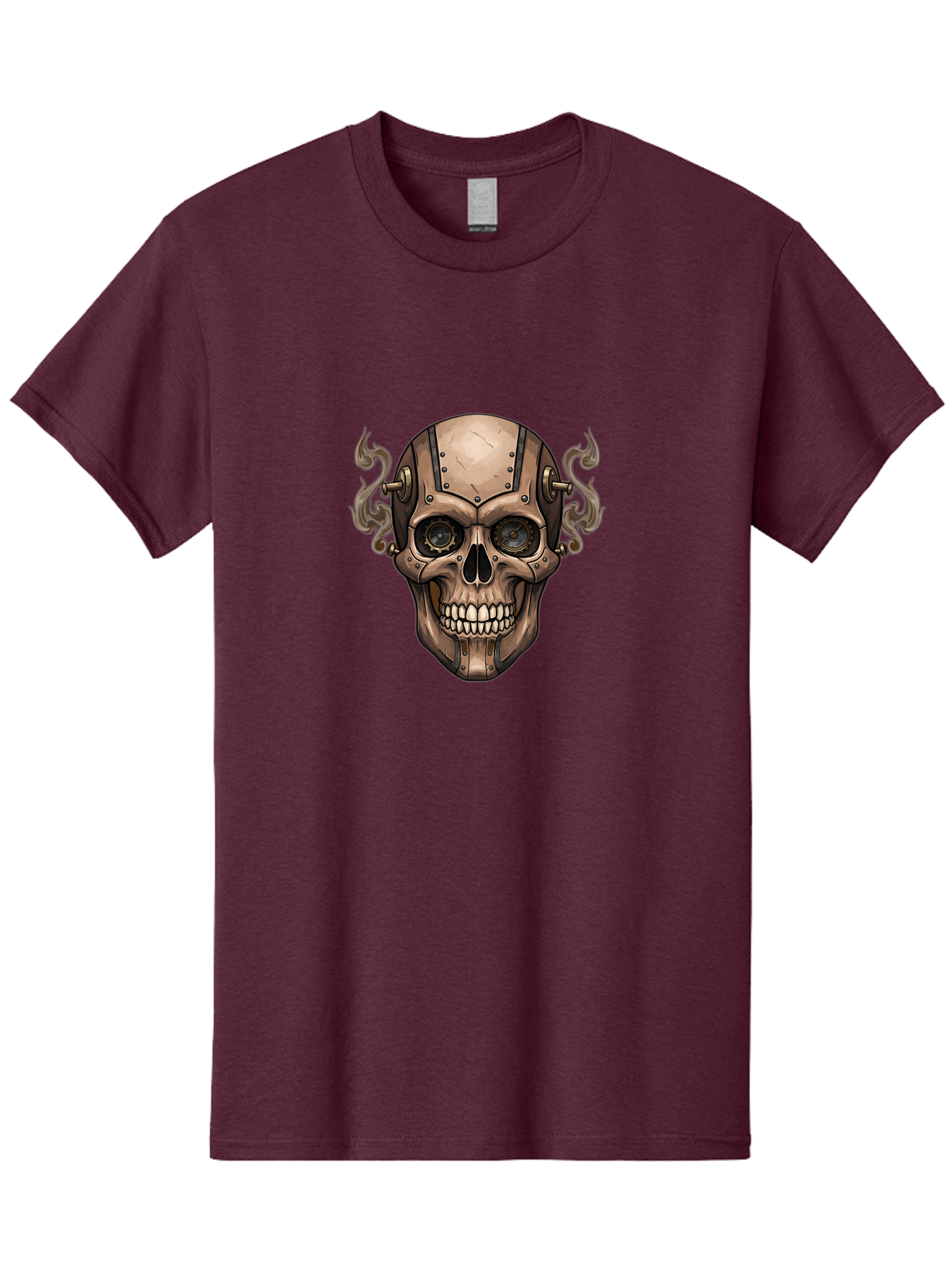 Skull-Head Men'S Graphic Tee, 100% Cotton, Comfortable Casual Summer Wear, Machine Washable, Cyberpunk Skull, Steampunk Art, Mechanical Skull, Robotic Skull, Metallic Skeleton, Futuristic Design, Industrial Tech, Sci-Fi, Bad586 9