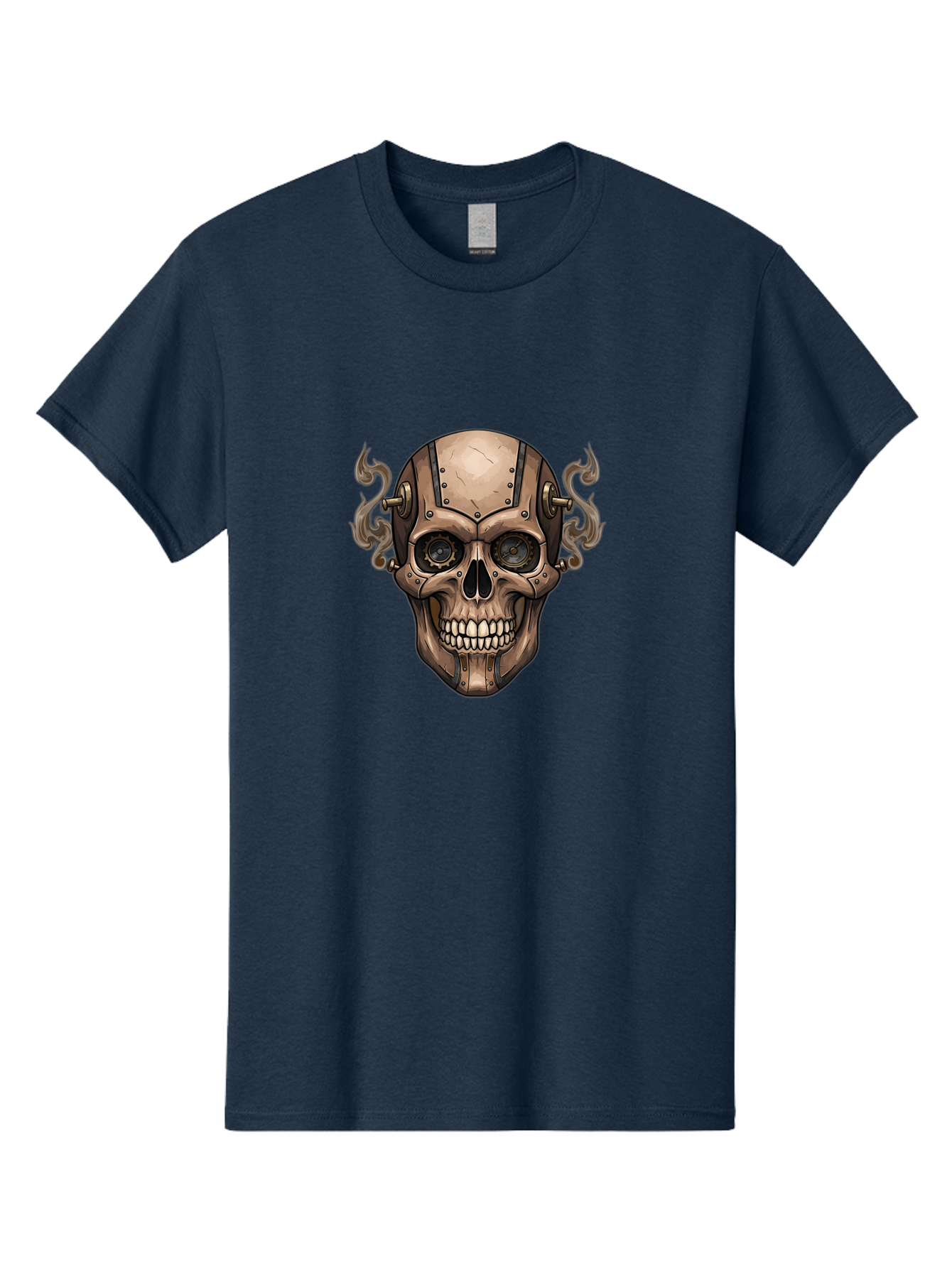 Skull-Head Men'S Graphic Tee, 100% Cotton, Comfortable Casual Summer Wear, Machine Washable, Cyberpunk Skull, Steampunk Art, Mechanical Skull, Robotic Skull, Metallic Skeleton, Futuristic Design, Industrial Tech, Sci-Fi, Bad586 13