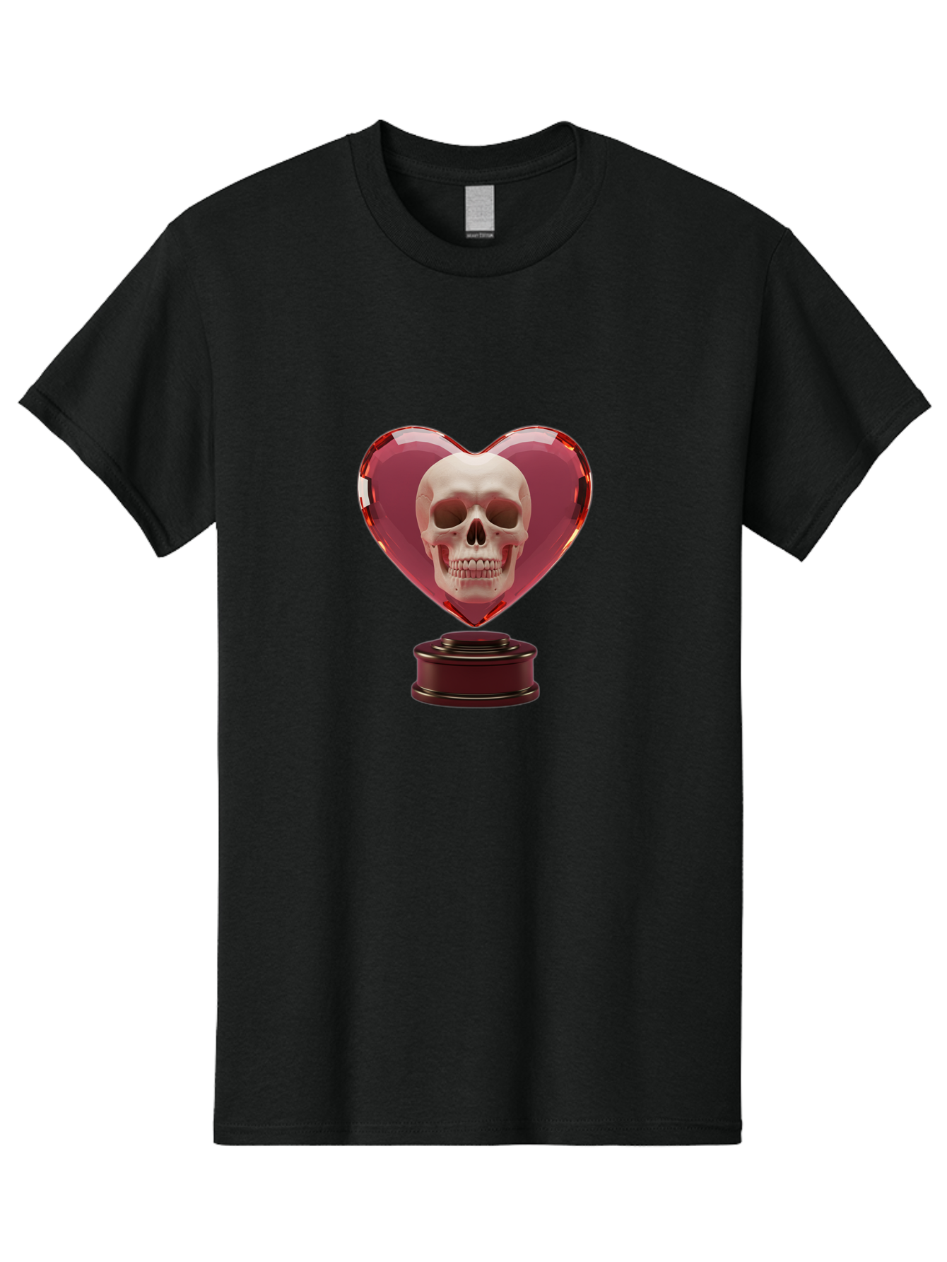 Skull-Heart-Trophy Men'S Graphic Tee, 100% Cotton, Comfortable Casual Summer Wear, Machine Washable, Human Skull, Heart-Shaped Frame, Gothic Decor, Dark Art, Strange Art, Unique Collectible, Dark Romance, Gothic Aesthetic, Unusual Trophy Bad587 1