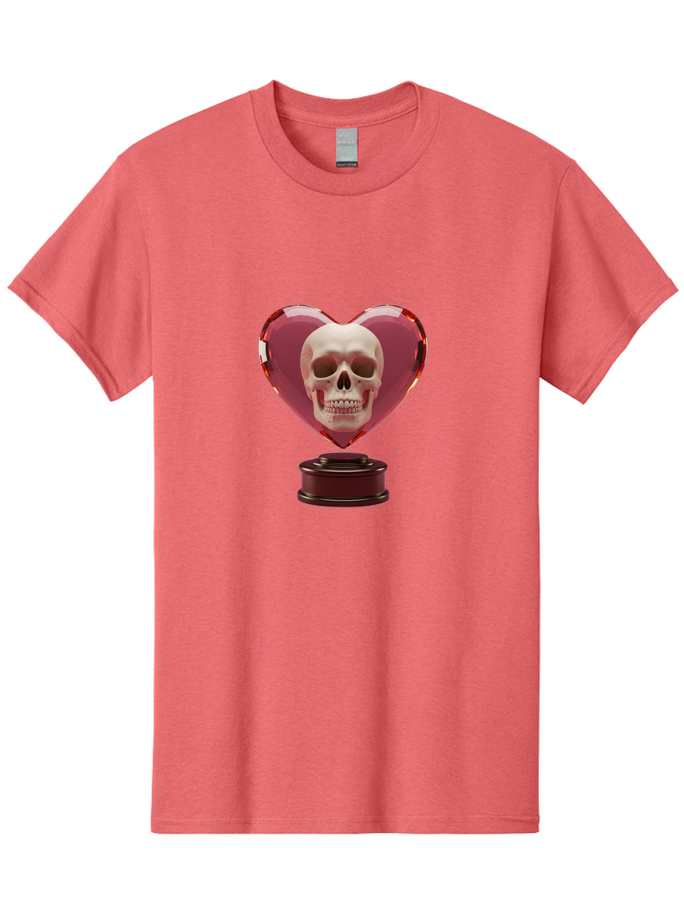 Skull-Heart-Trophy Men'S Graphic Tee, 100% Cotton, Comfortable Casual Summer Wear, Machine Washable, Human Skull, Heart-Shaped Frame, Gothic Decor, Dark Art, Strange Art, Unique Collectible, Dark Romance, Gothic Aesthetic, Unusual Trophy Bad587 9