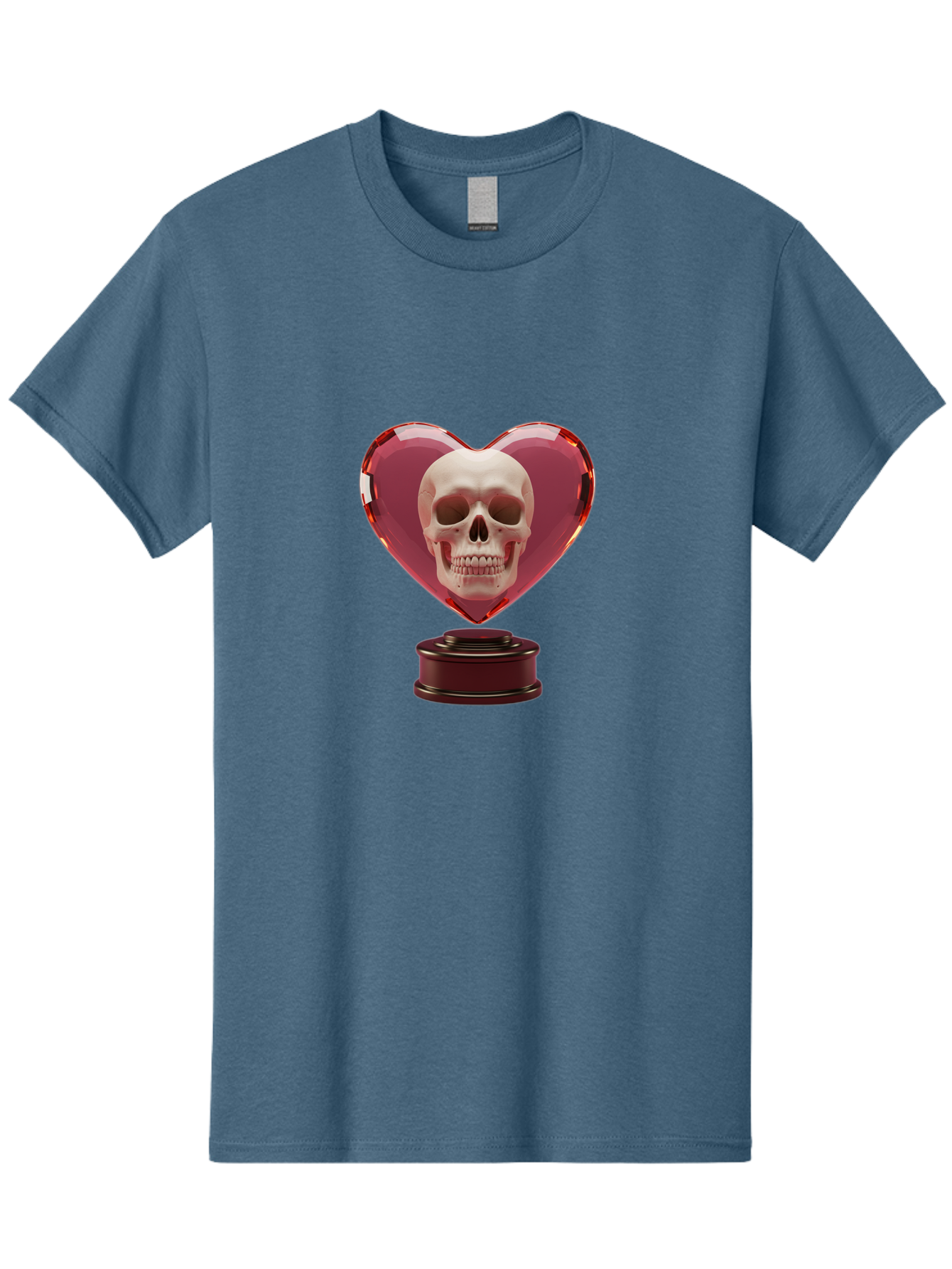 Skull-Heart-Trophy Men'S Graphic Tee, 100% Cotton, Comfortable Casual Summer Wear, Machine Washable, Human Skull, Heart-Shaped Frame, Gothic Decor, Dark Art, Strange Art, Unique Collectible, Dark Romance, Gothic Aesthetic, Unusual Trophy Bad587 7