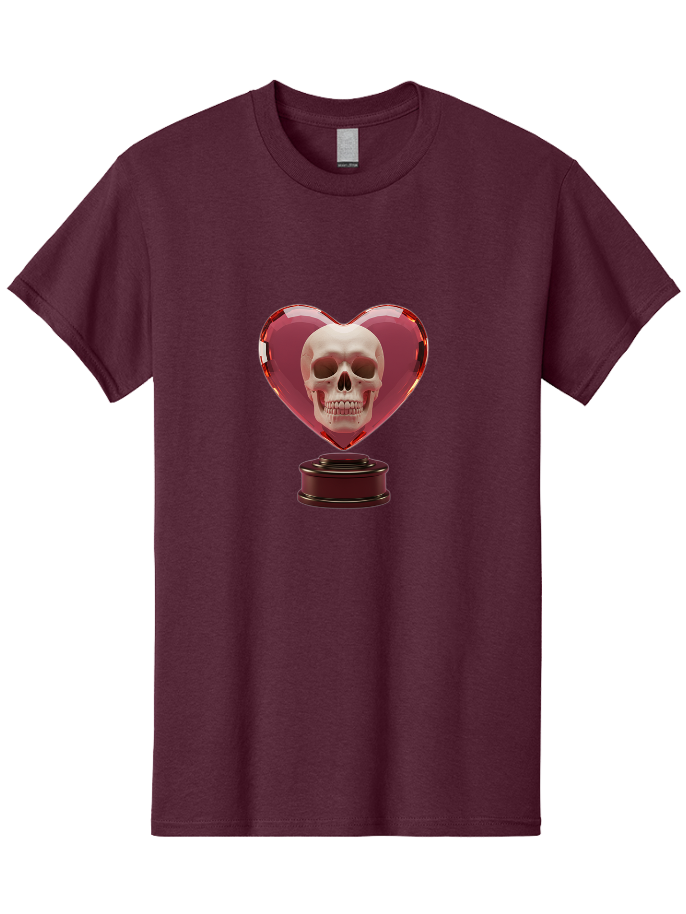 Skull-Heart-Trophy Men'S Graphic Tee, 100% Cotton, Comfortable Casual Summer Wear, Machine Washable, Human Skull, Heart-Shaped Frame, Gothic Decor, Dark Art, Strange Art, Unique Collectible, Dark Romance, Gothic Aesthetic, Unusual Trophy Bad587 13