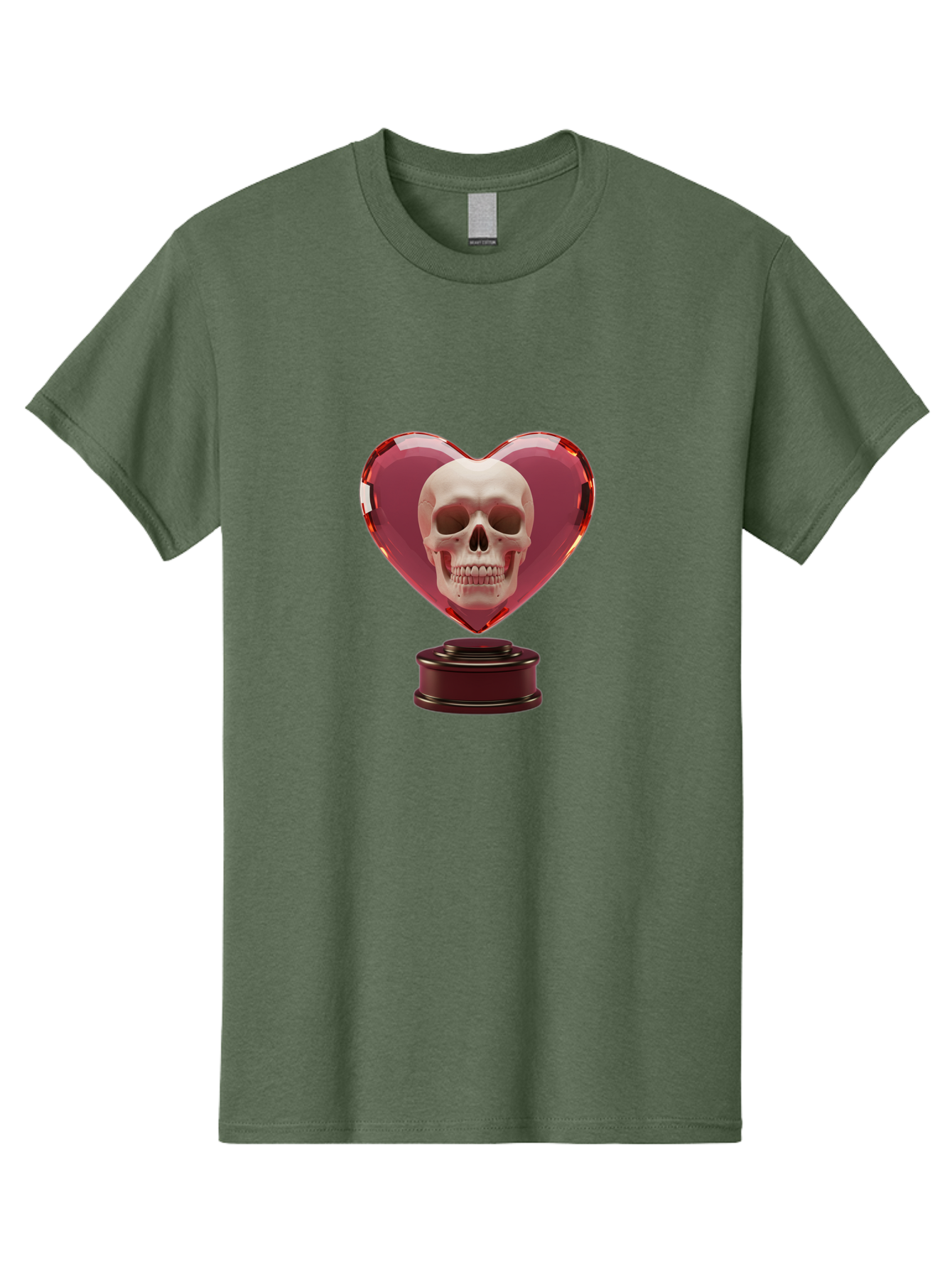 Skull-Heart-Trophy Men'S Graphic Tee, 100% Cotton, Comfortable Casual Summer Wear, Machine Washable, Human Skull, Heart-Shaped Frame, Gothic Decor, Dark Art, Strange Art, Unique Collectible, Dark Romance, Gothic Aesthetic, Unusual Trophy Bad587 8