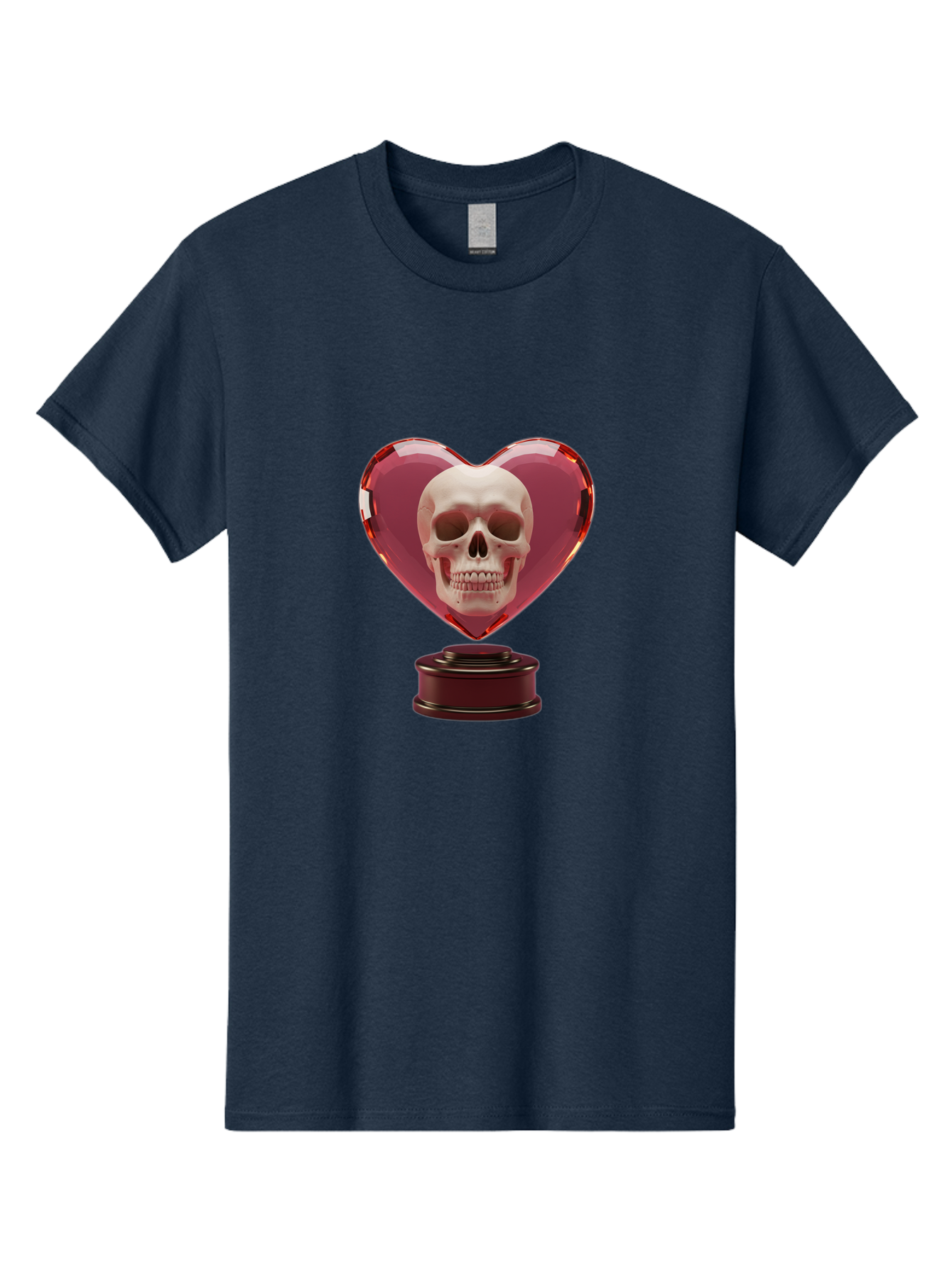 Skull-Heart-Trophy Men'S Graphic Tee, 100% Cotton, Comfortable Casual Summer Wear, Machine Washable, Human Skull, Heart-Shaped Frame, Gothic Decor, Dark Art, Strange Art, Unique Collectible, Dark Romance, Gothic Aesthetic, Unusual Trophy Bad587 15