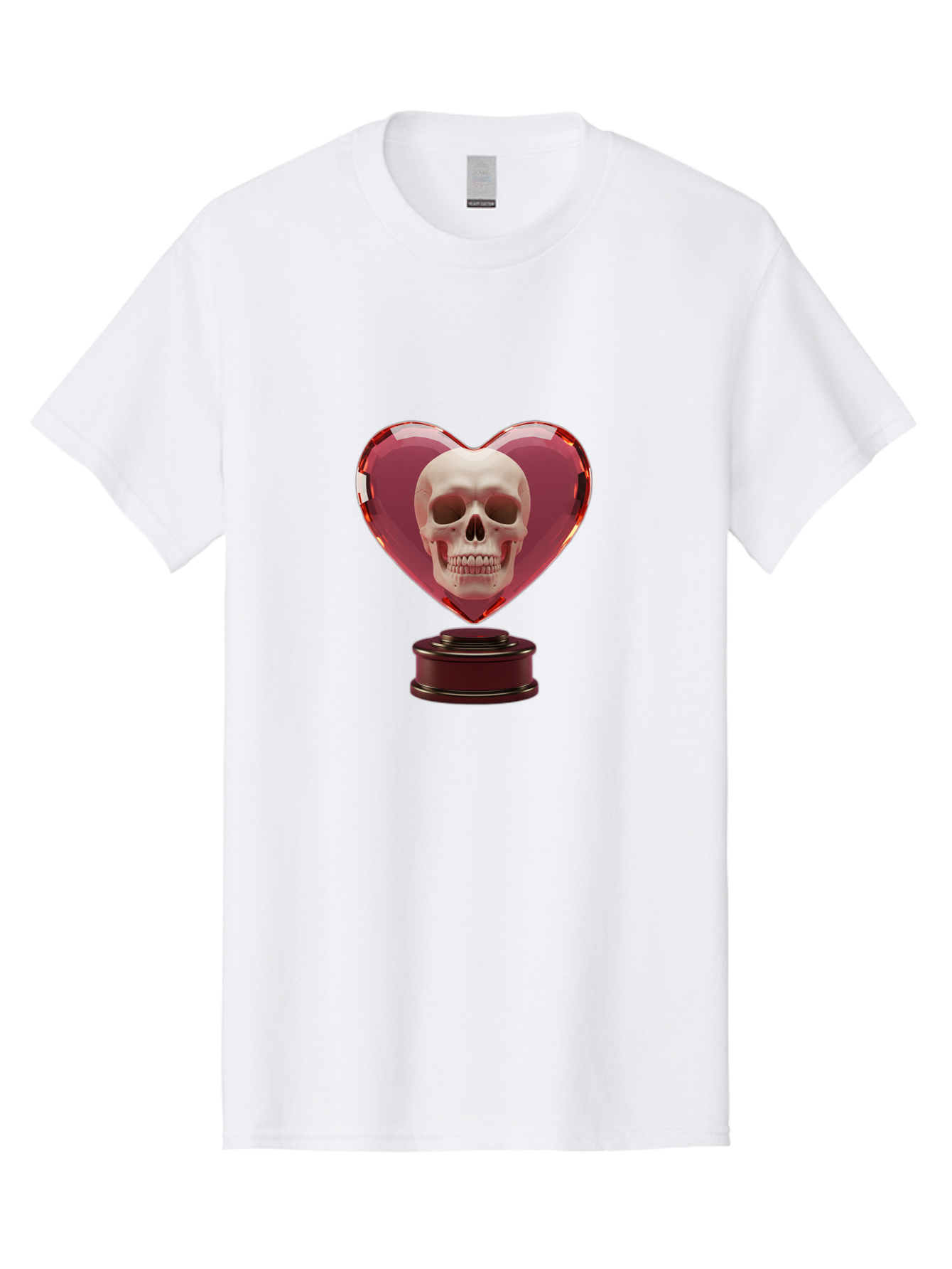 Skull-Heart-Trophy Men'S Graphic Tee, 100% Cotton, Comfortable Casual Summer Wear, Machine Washable, Human Skull, Heart-Shaped Frame, Gothic Decor, Dark Art, Strange Art, Unique Collectible, Dark Romance, Gothic Aesthetic, Unusual Trophy Bad587 10