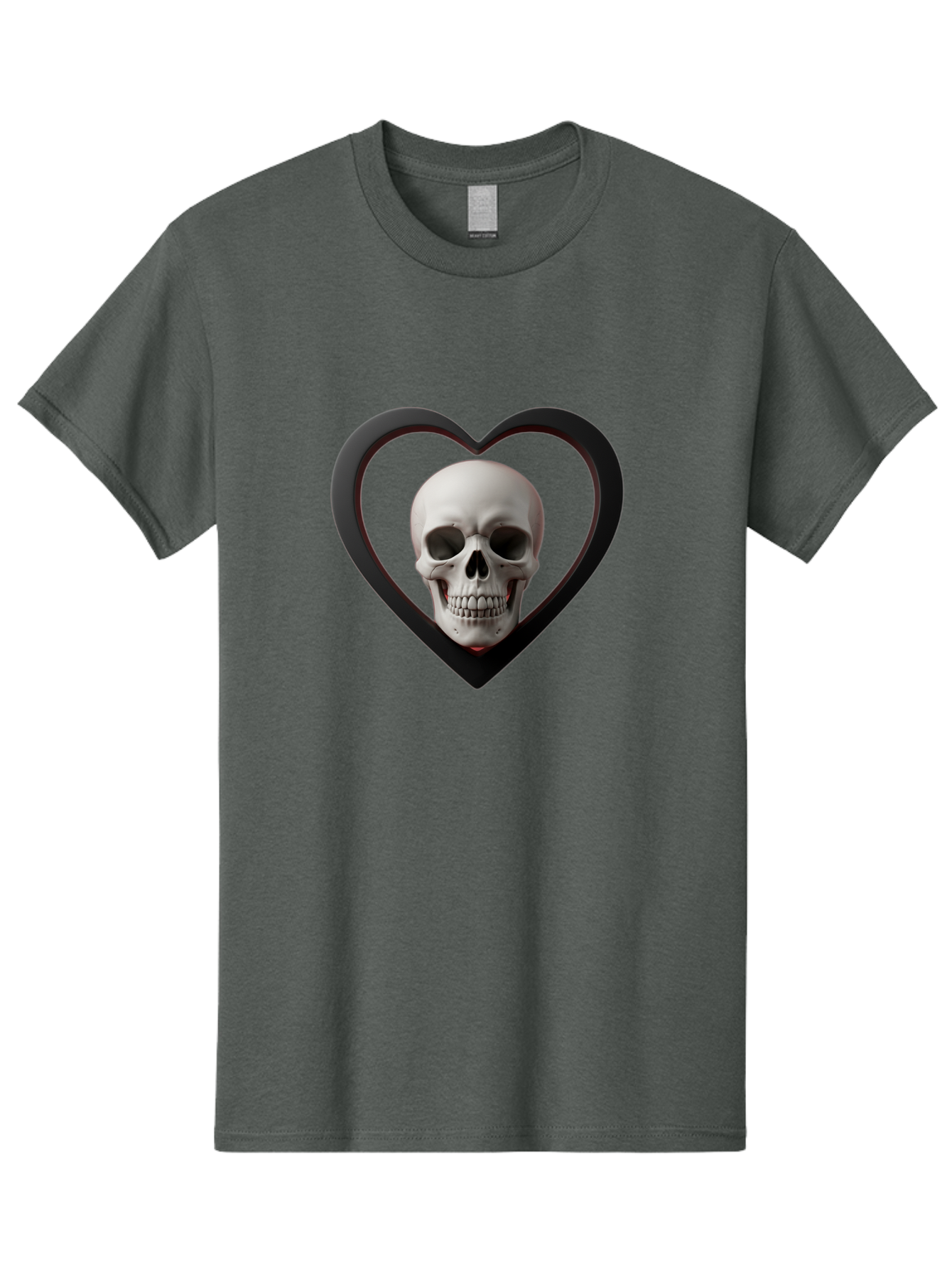 Skull-In-Heart Men'S Graphic Tee, 100% Cotton, Comfortable Casual Summer Wear, Machine Washable, Human Skull, Heart Shape, Black Outline, Gothic Symbolism, Edgy Aesthetic, Dark Art, Skull Art, Heart Frame Bad588 12