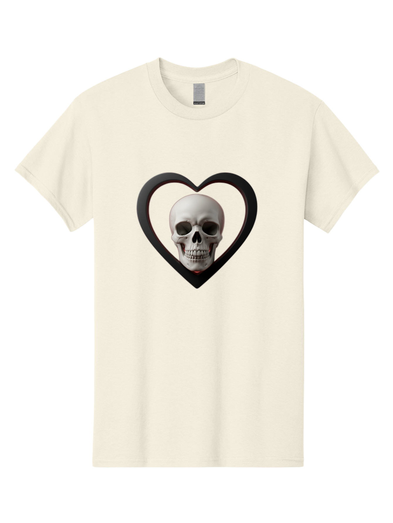 Skull-In-Heart Men'S Graphic Tee, 100% Cotton, Comfortable Casual Summer Wear, Machine Washable, Human Skull, Heart Shape, Black Outline, Gothic Symbolism, Edgy Aesthetic, Dark Art, Skull Art, Heart Frame Bad588 15