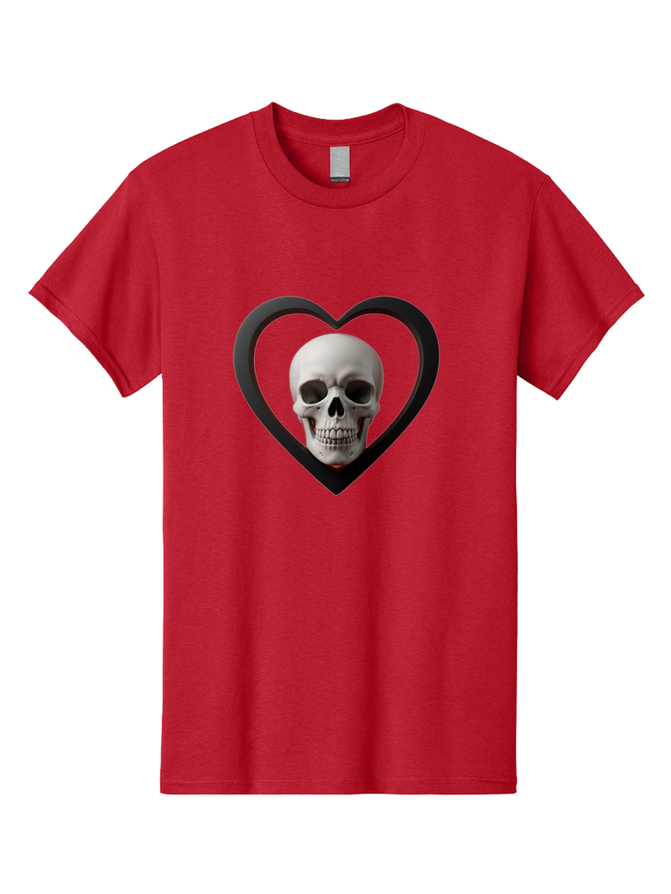 Skull-In-Heart Men'S Graphic Tee, 100% Cotton, Comfortable Casual Summer Wear, Machine Washable, Human Skull, Heart Shape, Black Outline, Gothic Symbolism, Edgy Aesthetic, Dark Art, Skull Art, Heart Frame Bad588 4