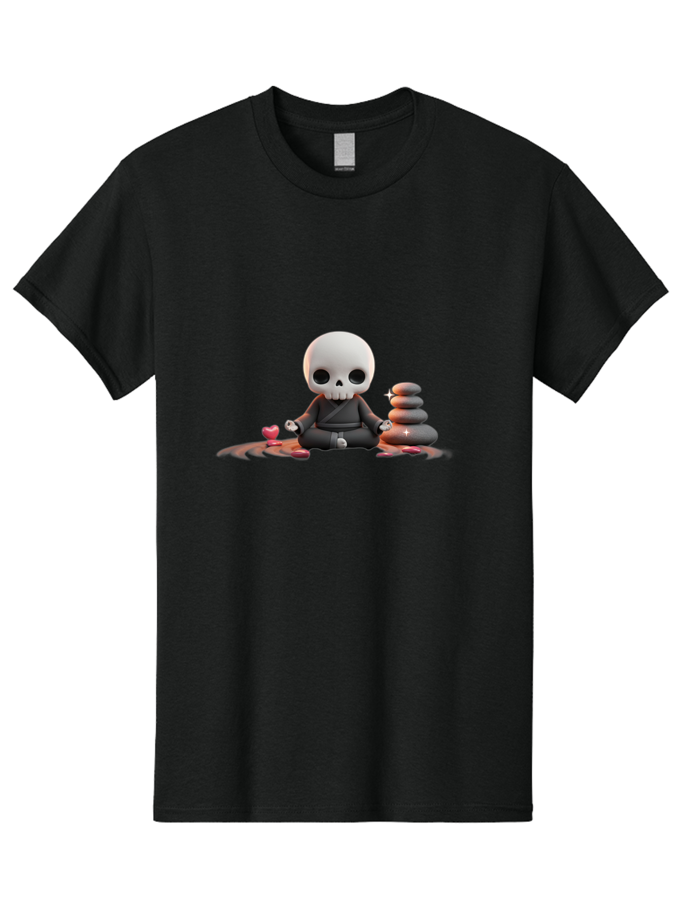 Skull-In-Meditation Men'S Graphic Tee, 100% Cotton, Comfortable Casual Summer Wear, Machine Washable, Meditating Skull, Zen Rocks, Balance And Harmony, Peaceful Atmosphere, Lotus Position, Mindfulness, Meditation, Zen Stones, Calmness, Bad589 6
