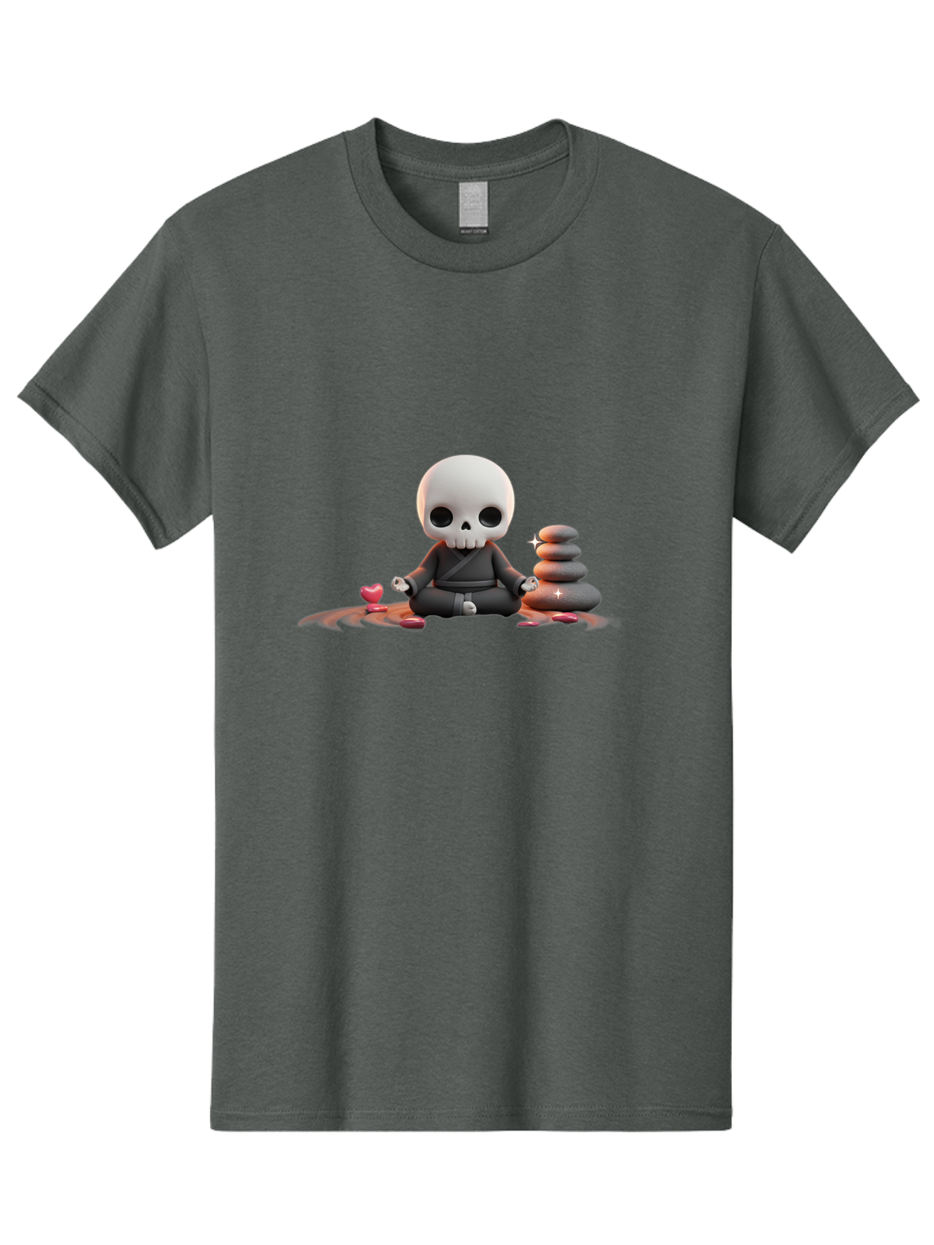 Skull-In-Meditation Men'S Graphic Tee, 100% Cotton, Comfortable Casual Summer Wear, Machine Washable, Meditating Skull, Zen Rocks, Balance And Harmony, Peaceful Atmosphere, Lotus Position, Mindfulness, Meditation, Zen Stones, Calmness, Bad589 4