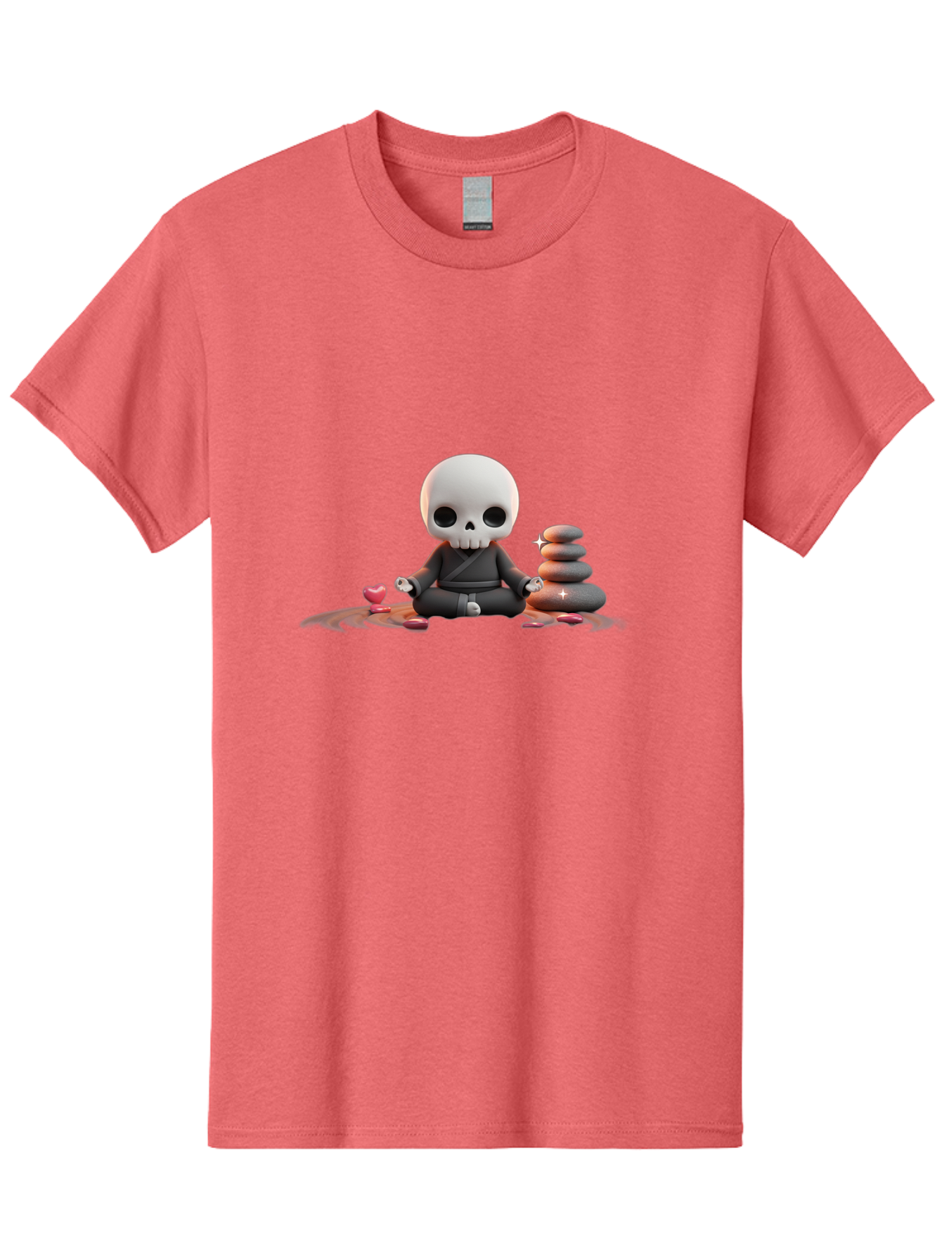 Skull-In-Meditation Men'S Graphic Tee, 100% Cotton, Comfortable Casual Summer Wear, Machine Washable, Meditating Skull, Zen Rocks, Balance And Harmony, Peaceful Atmosphere, Lotus Position, Mindfulness, Meditation, Zen Stones, Calmness, Bad589 3