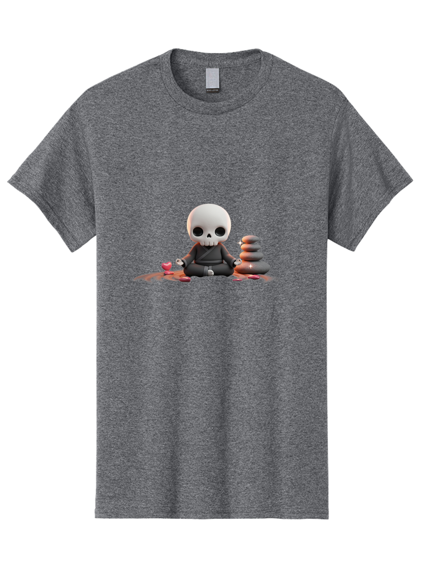 Skull-In-Meditation Men'S Graphic Tee, 100% Cotton, Comfortable Casual Summer Wear, Machine Washable, Meditating Skull, Zen Rocks, Balance And Harmony, Peaceful Atmosphere, Lotus Position, Mindfulness, Meditation, Zen Stones, Calmness, Bad589 12