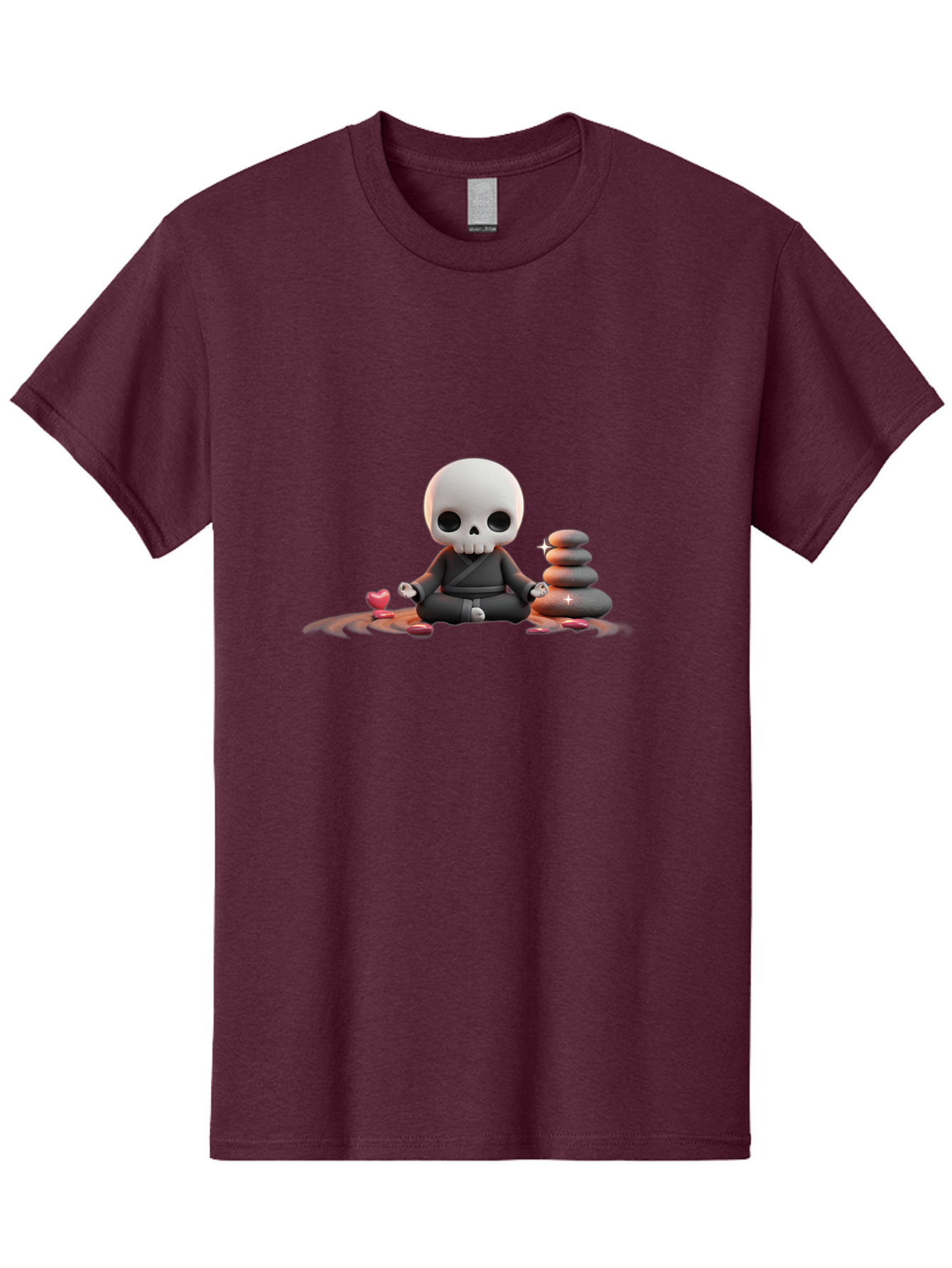Skull-In-Meditation Men'S Graphic Tee, 100% Cotton, Comfortable Casual Summer Wear, Machine Washable, Meditating Skull, Zen Rocks, Balance And Harmony, Peaceful Atmosphere, Lotus Position, Mindfulness, Meditation, Zen Stones, Calmness, Bad589 1