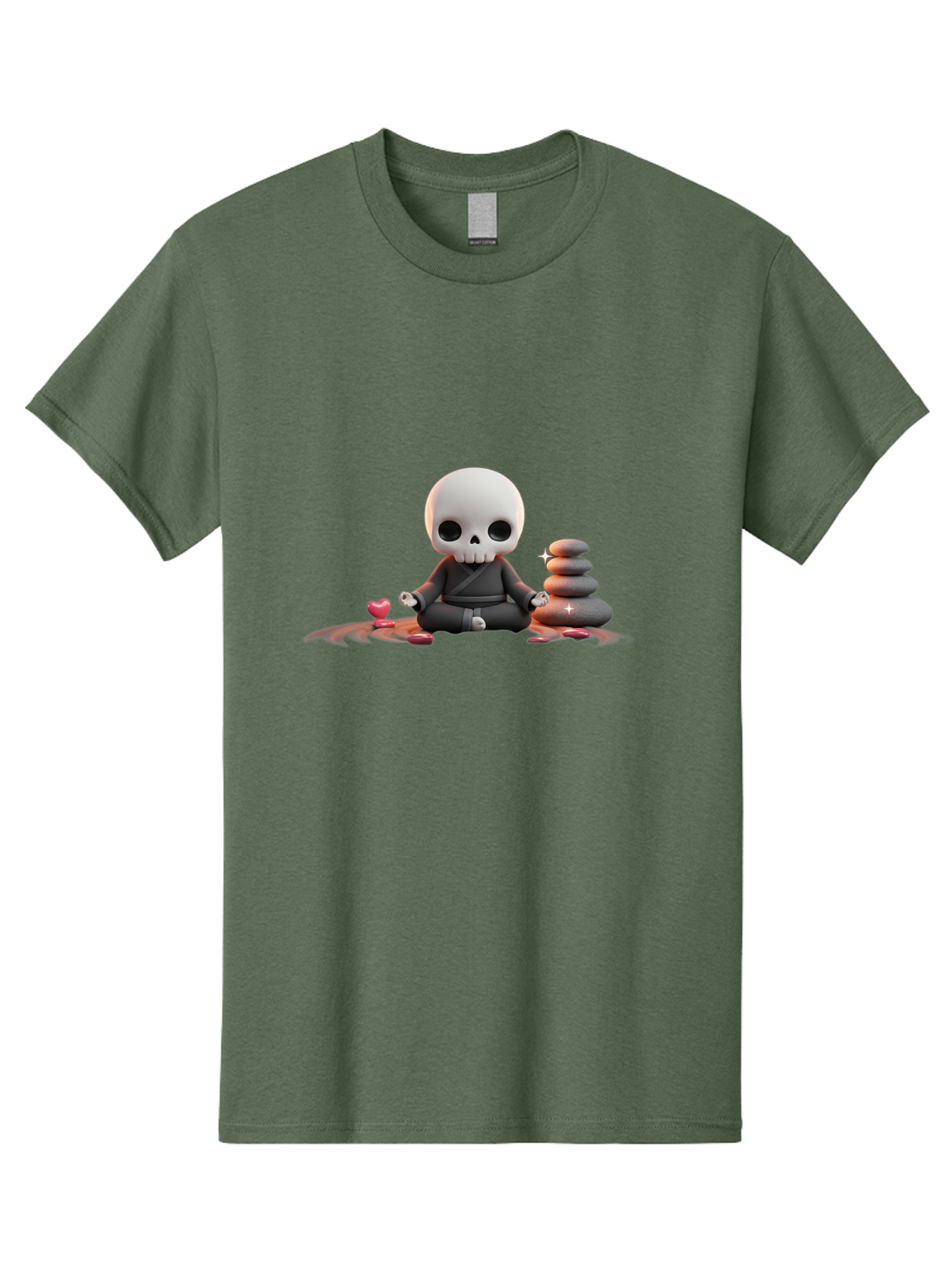 Skull-In-Meditation Men'S Graphic Tee, 100% Cotton, Comfortable Casual Summer Wear, Machine Washable, Meditating Skull, Zen Rocks, Balance And Harmony, Peaceful Atmosphere, Lotus Position, Mindfulness, Meditation, Zen Stones, Calmness, Bad589 15