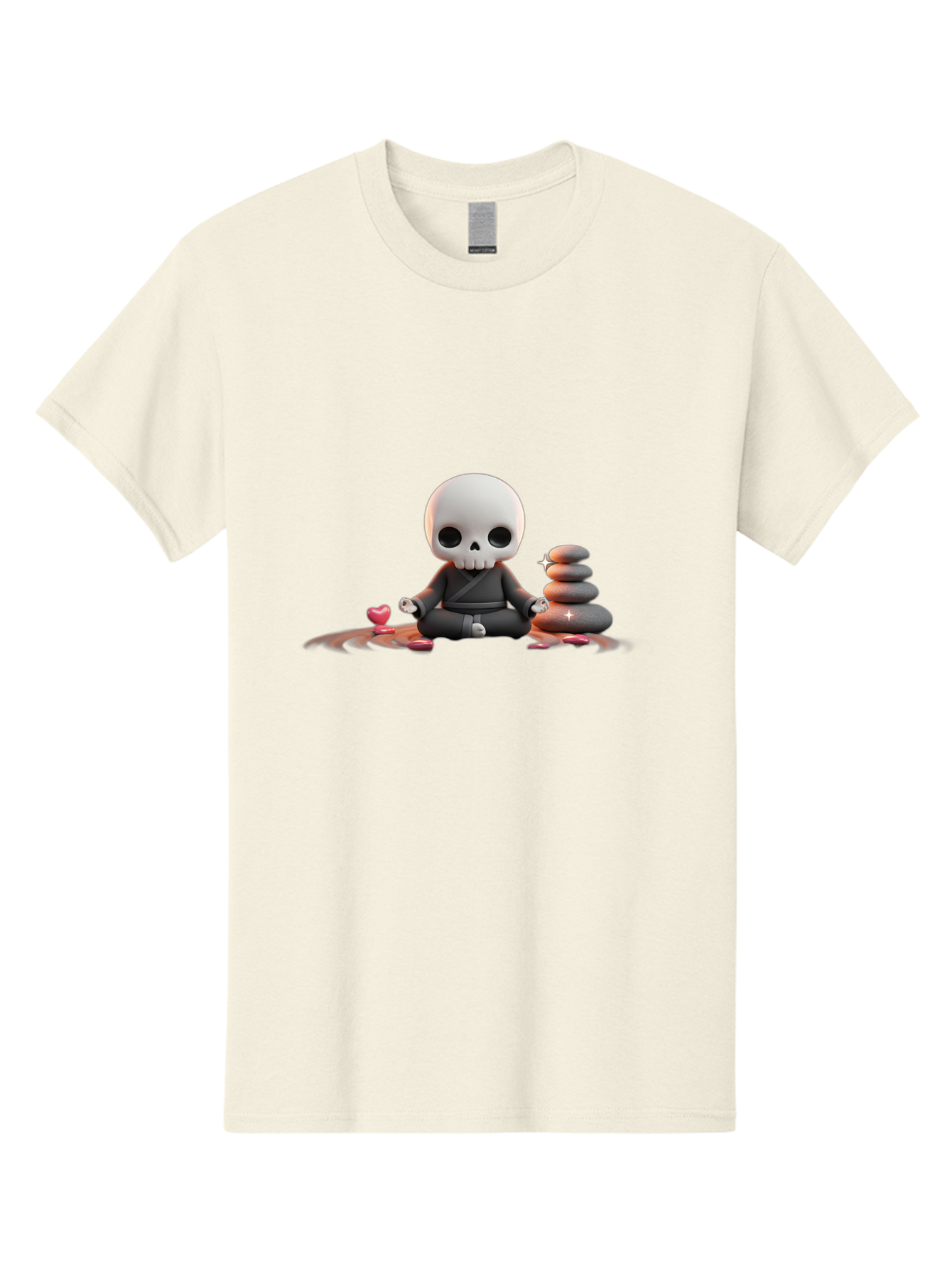 Skull-In-Meditation Men'S Graphic Tee, 100% Cotton, Comfortable Casual Summer Wear, Machine Washable, Meditating Skull, Zen Rocks, Balance And Harmony, Peaceful Atmosphere, Lotus Position, Mindfulness, Meditation, Zen Stones, Calmness, Bad589 14