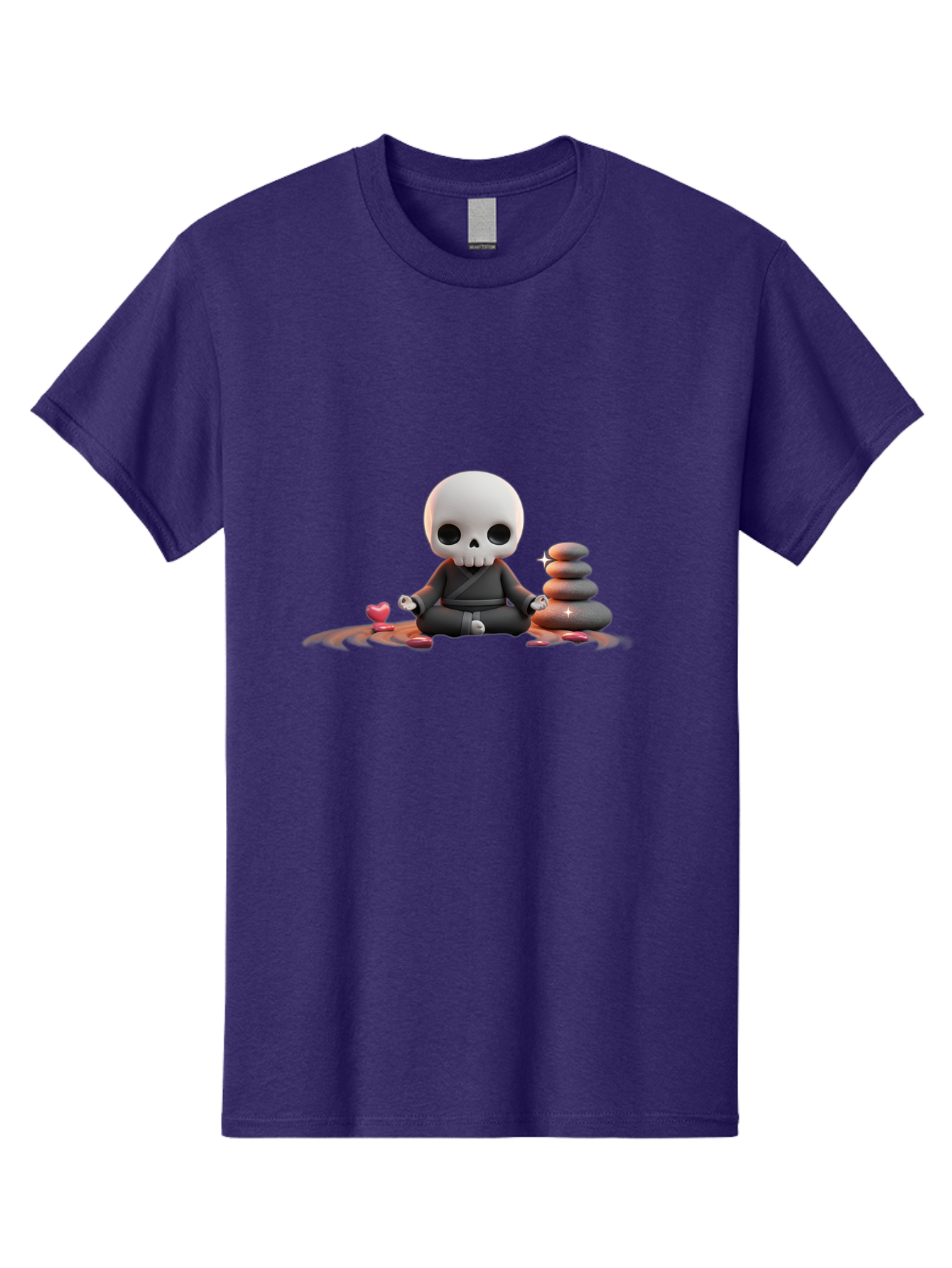Skull-In-Meditation Men'S Graphic Tee, 100% Cotton, Comfortable Casual Summer Wear, Machine Washable, Meditating Skull, Zen Rocks, Balance And Harmony, Peaceful Atmosphere, Lotus Position, Mindfulness, Meditation, Zen Stones, Calmness, Bad589 5