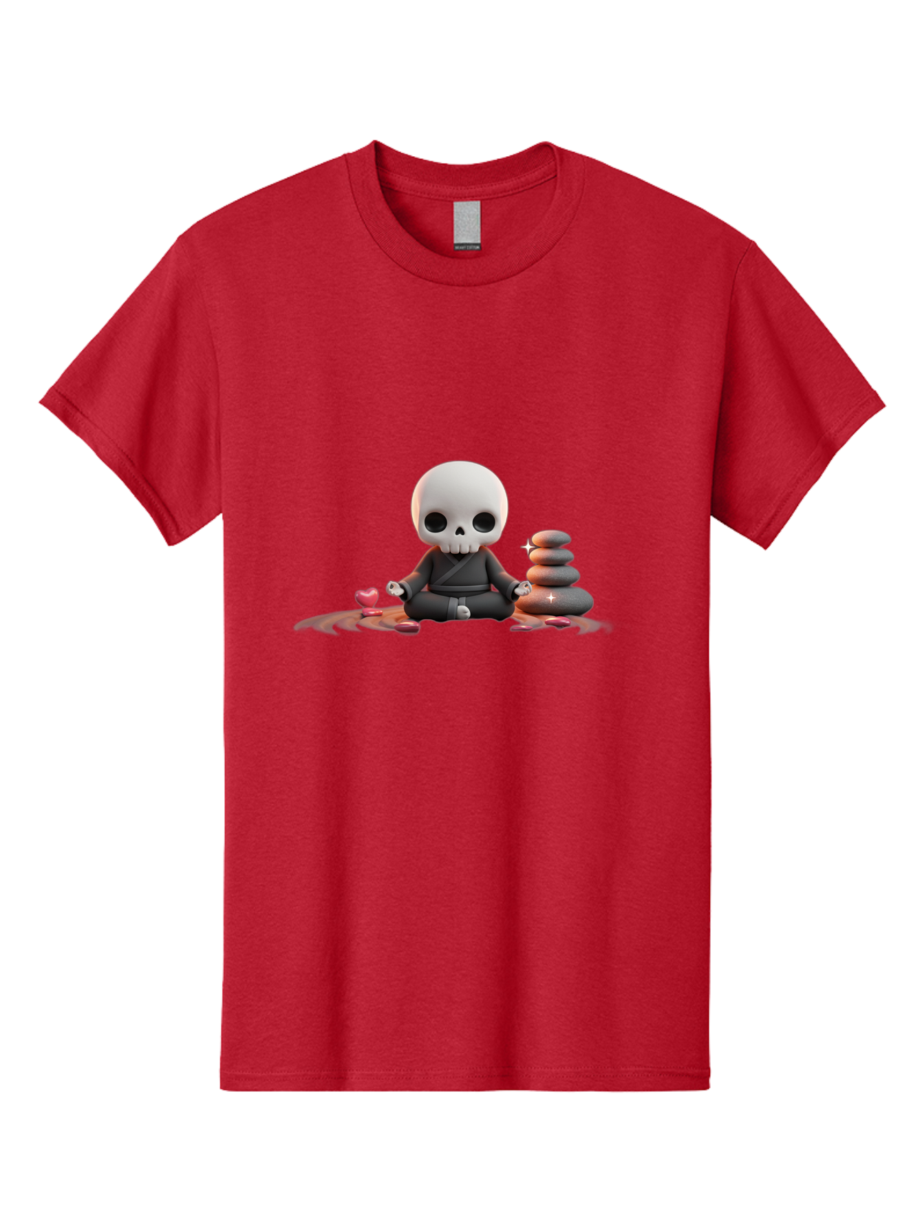 Skull-In-Meditation Men'S Graphic Tee, 100% Cotton, Comfortable Casual Summer Wear, Machine Washable, Meditating Skull, Zen Rocks, Balance And Harmony, Peaceful Atmosphere, Lotus Position, Mindfulness, Meditation, Zen Stones, Calmness, Bad589 8