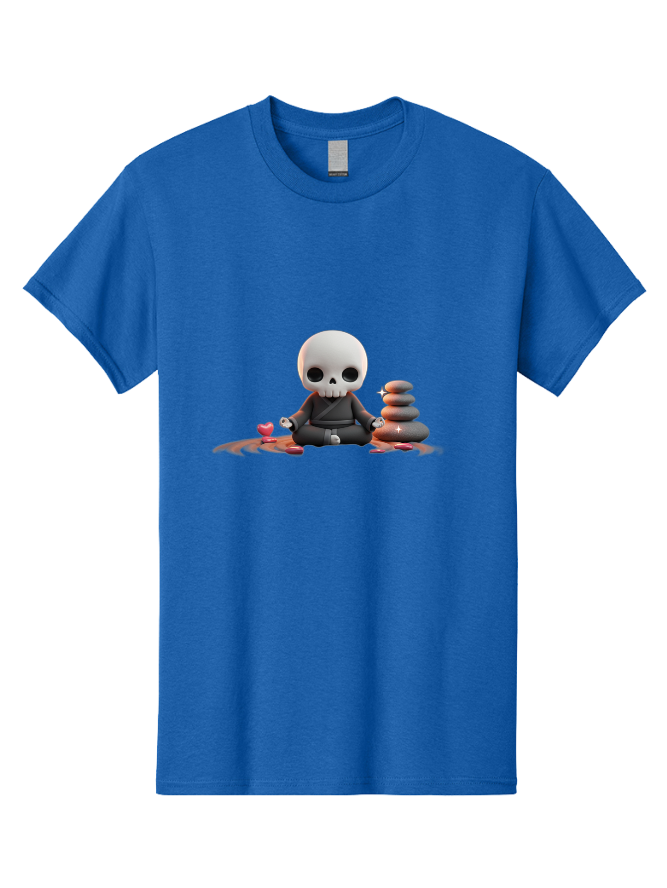 Skull-In-Meditation Men'S Graphic Tee, 100% Cotton, Comfortable Casual Summer Wear, Machine Washable, Meditating Skull, Zen Rocks, Balance And Harmony, Peaceful Atmosphere, Lotus Position, Mindfulness, Meditation, Zen Stones, Calmness, Bad589 11