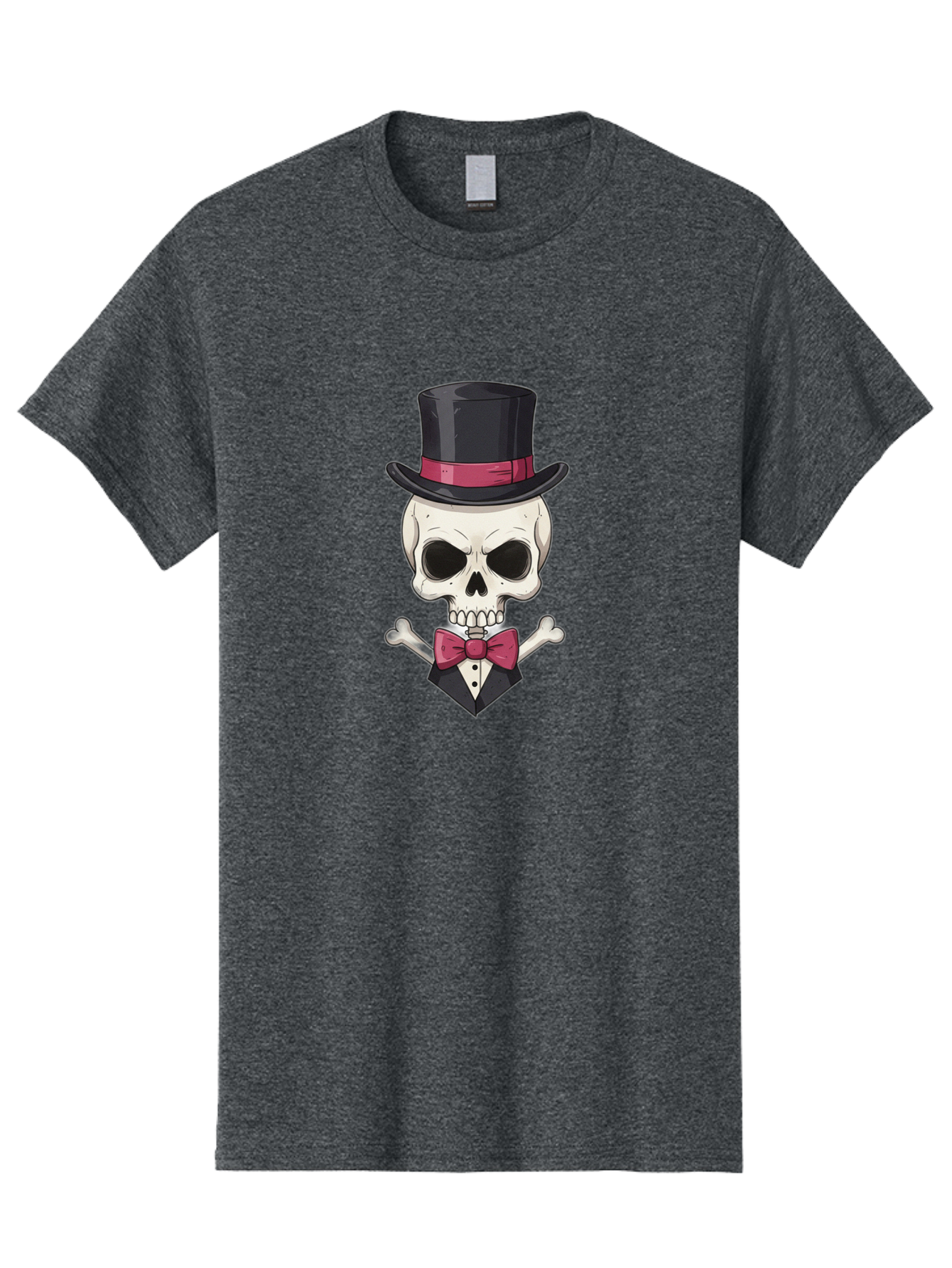 Skull-In-Top-Hat Men'S Graphic Tee, 100% Cotton, Comfortable Casual Summer Wear, Machine Washable, Skull, Crossbones, Top Hat, Bow Tie, Tuxedo, Formal Attire, Spooky, Halloween, Gothic Style, Dark Elegance, Macabre Charm Bad593 15