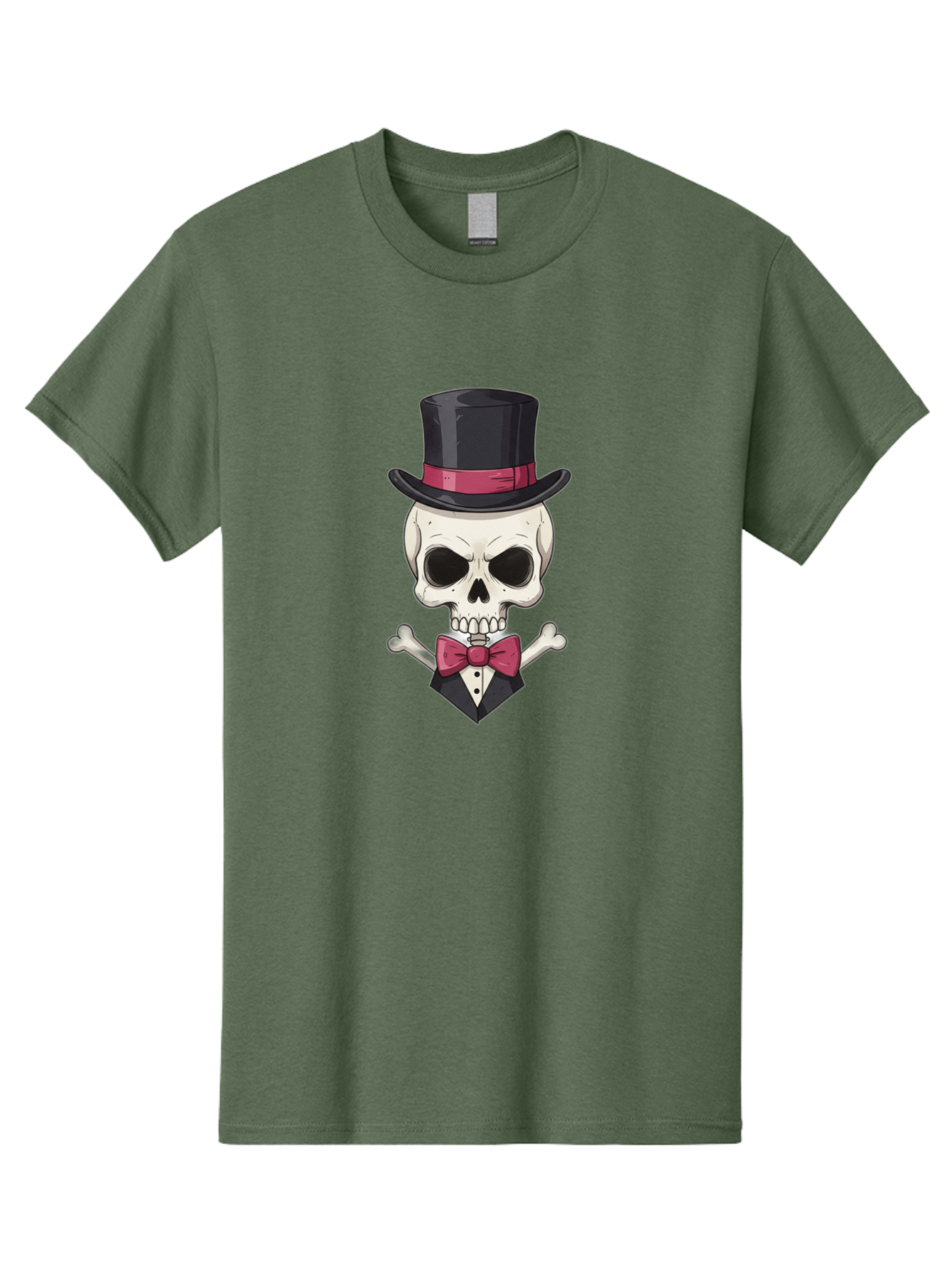 Skull-In-Top-Hat Men'S Graphic Tee, 100% Cotton, Comfortable Casual Summer Wear, Machine Washable, Skull, Crossbones, Top Hat, Bow Tie, Tuxedo, Formal Attire, Spooky, Halloween, Gothic Style, Dark Elegance, Macabre Charm Bad593 2