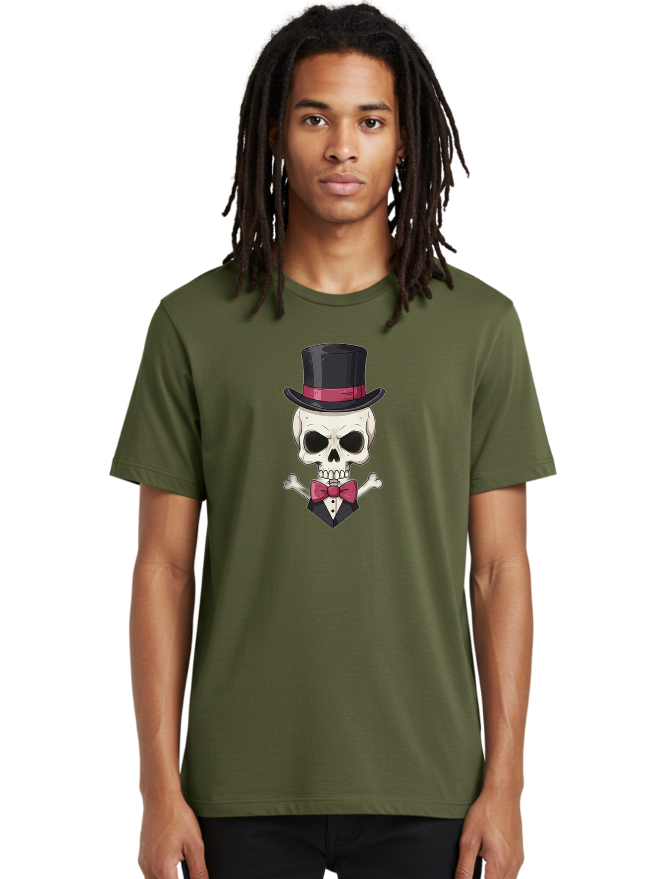 Skull-In-Top-Hat Men'S Graphic Tee, 100% Cotton, Comfortable Casual Summer Wear, Machine Washable, Skull, Crossbones, Top Hat, Bow Tie, Tuxedo, Formal Attire, Spooky, Halloween, Gothic Style, Dark Elegance, Macabre Charm Bad593 17