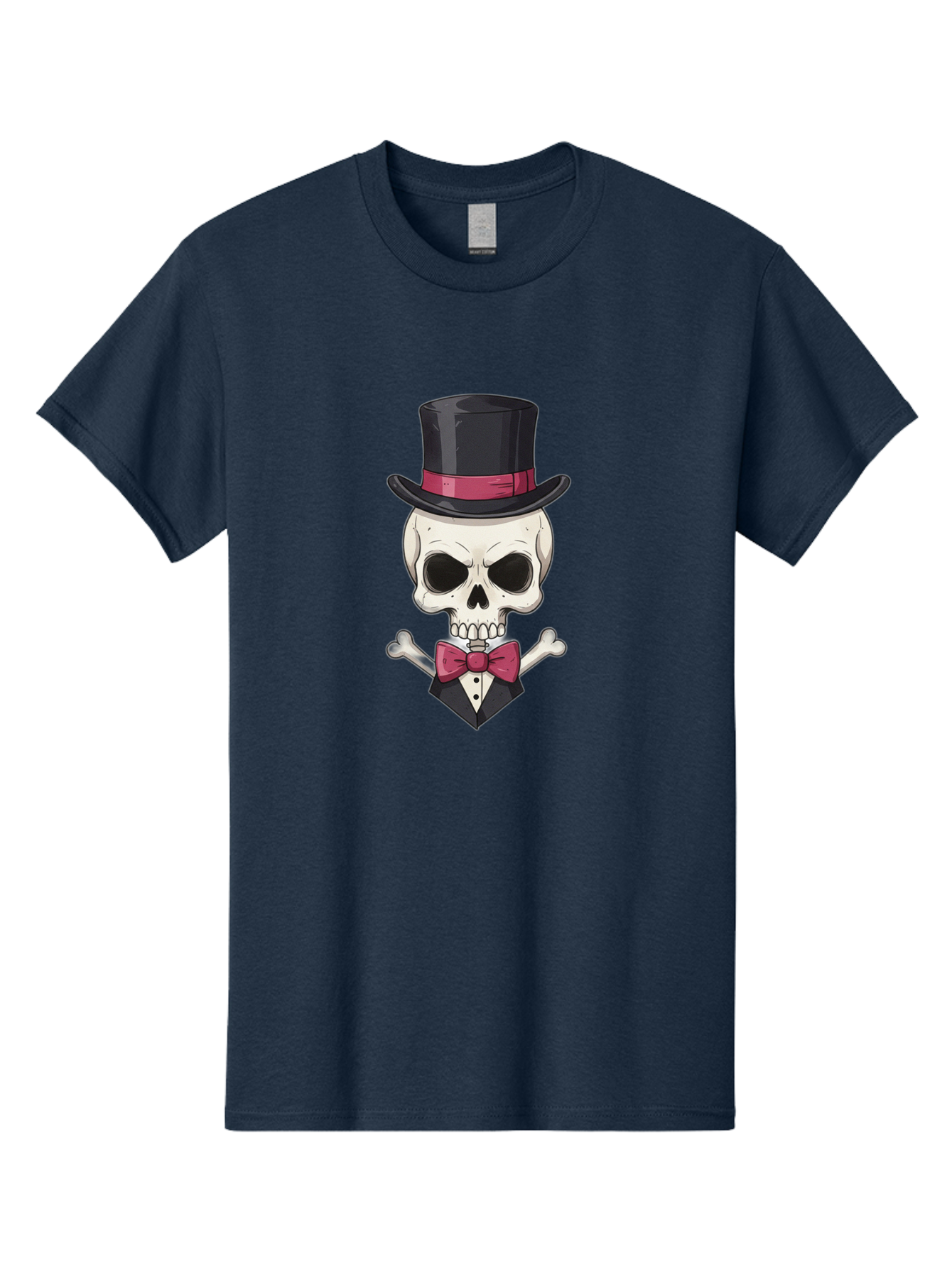 Skull-In-Top-Hat Men'S Graphic Tee, 100% Cotton, Comfortable Casual Summer Wear, Machine Washable, Skull, Crossbones, Top Hat, Bow Tie, Tuxedo, Formal Attire, Spooky, Halloween, Gothic Style, Dark Elegance, Macabre Charm Bad593 5