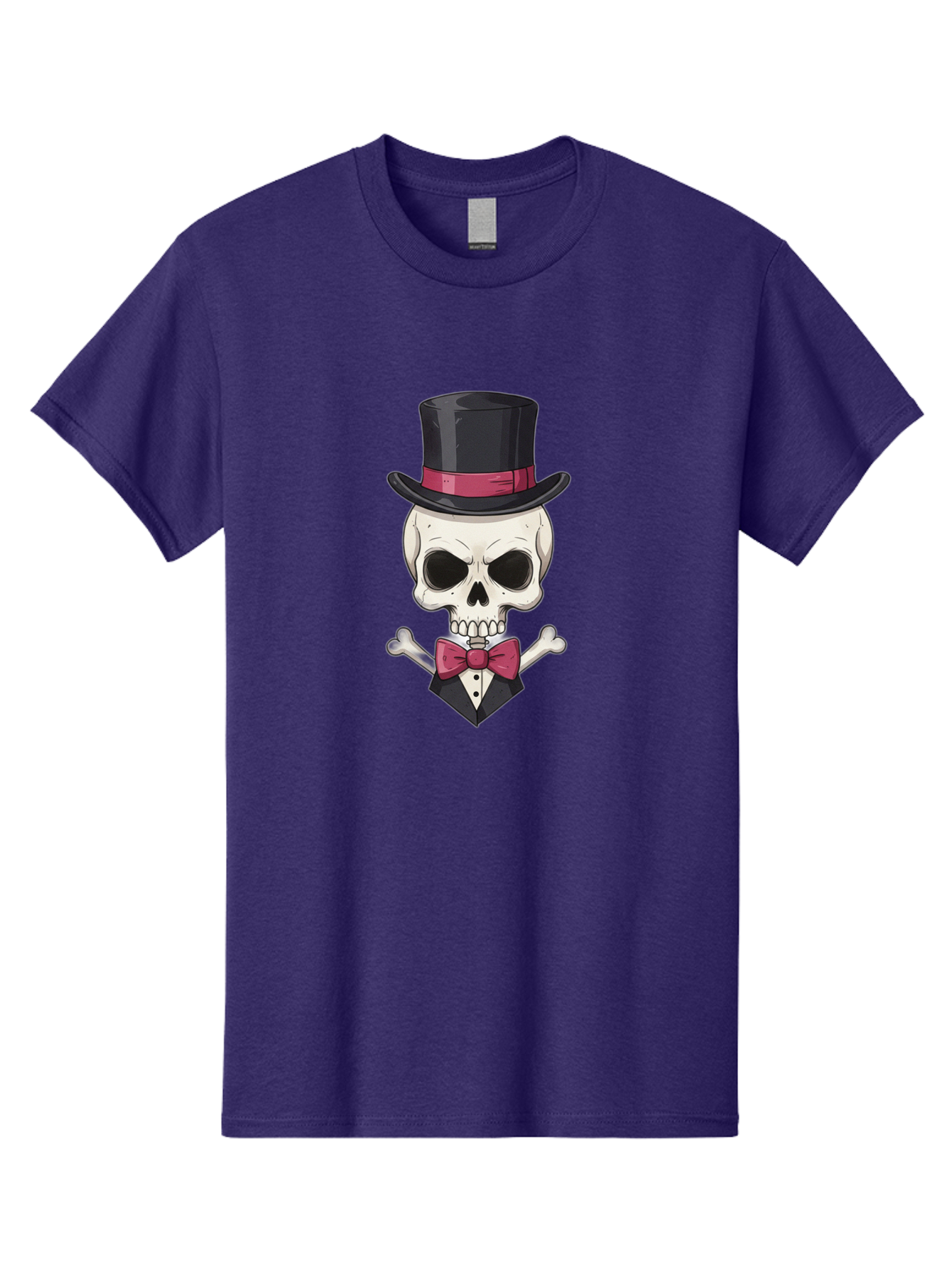 Skull-In-Top-Hat Men'S Graphic Tee, 100% Cotton, Comfortable Casual Summer Wear, Machine Washable, Skull, Crossbones, Top Hat, Bow Tie, Tuxedo, Formal Attire, Spooky, Halloween, Gothic Style, Dark Elegance, Macabre Charm Bad593 9